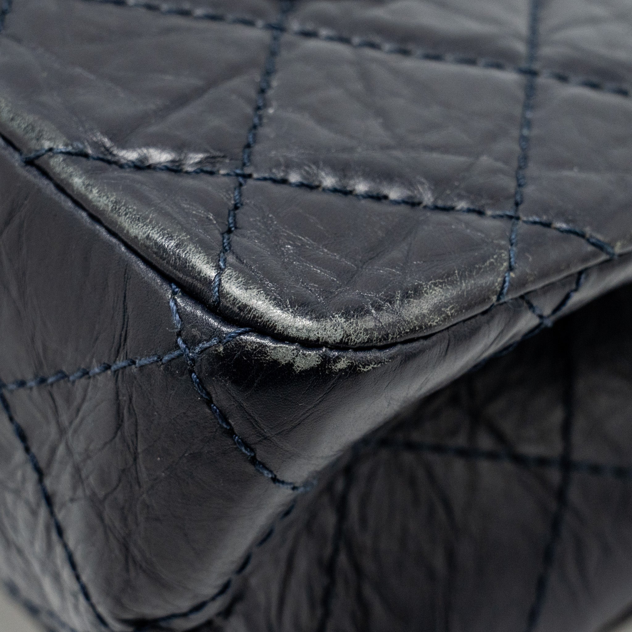 Chanel Maxi 2.55 Reissue Flap Bag Aged Calfskin Dark Blue Ruthenium Hardware - Image 11