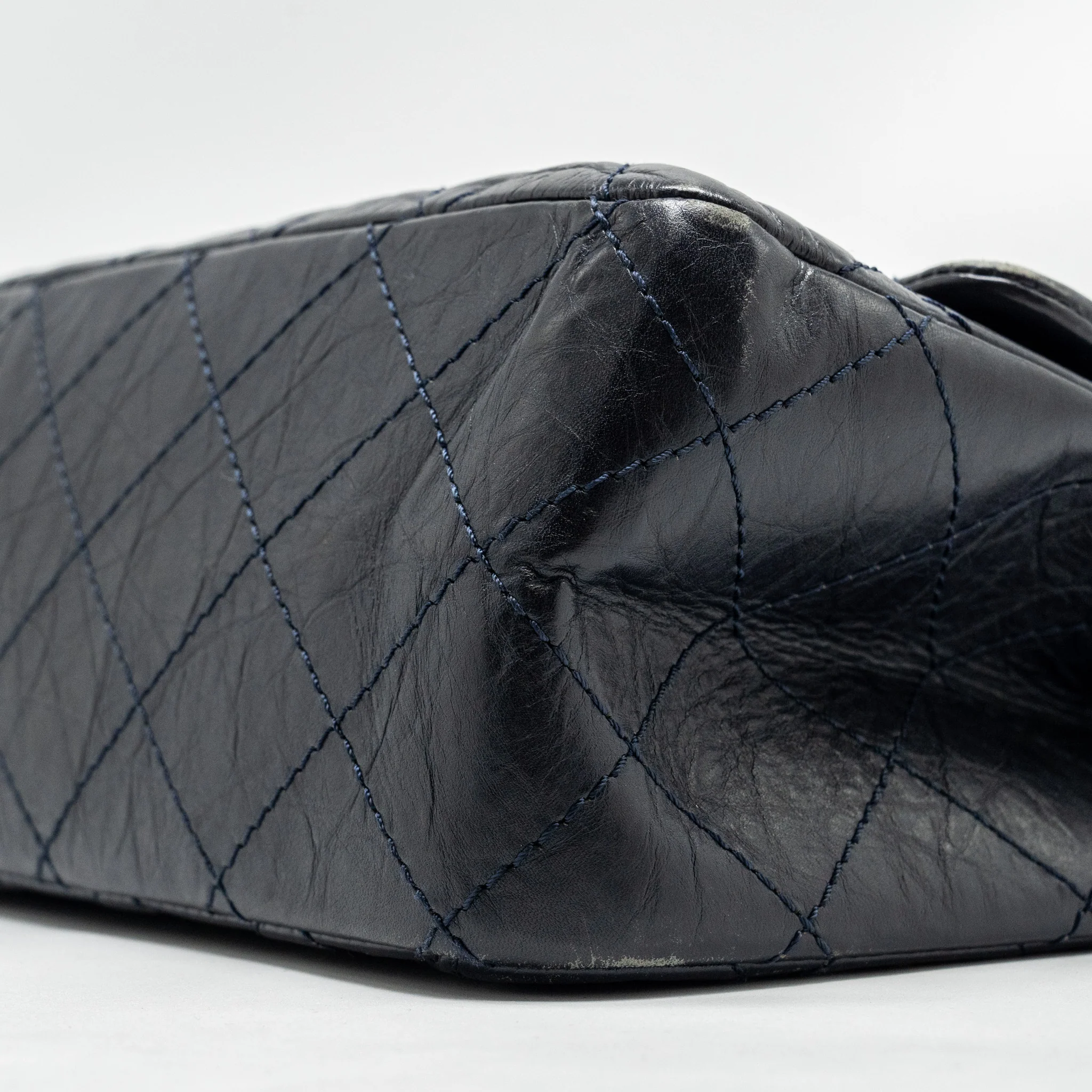 Chanel Maxi 2.55 Reissue Flap Bag Aged Calfskin Dark Blue Ruthenium Hardware - Image 7