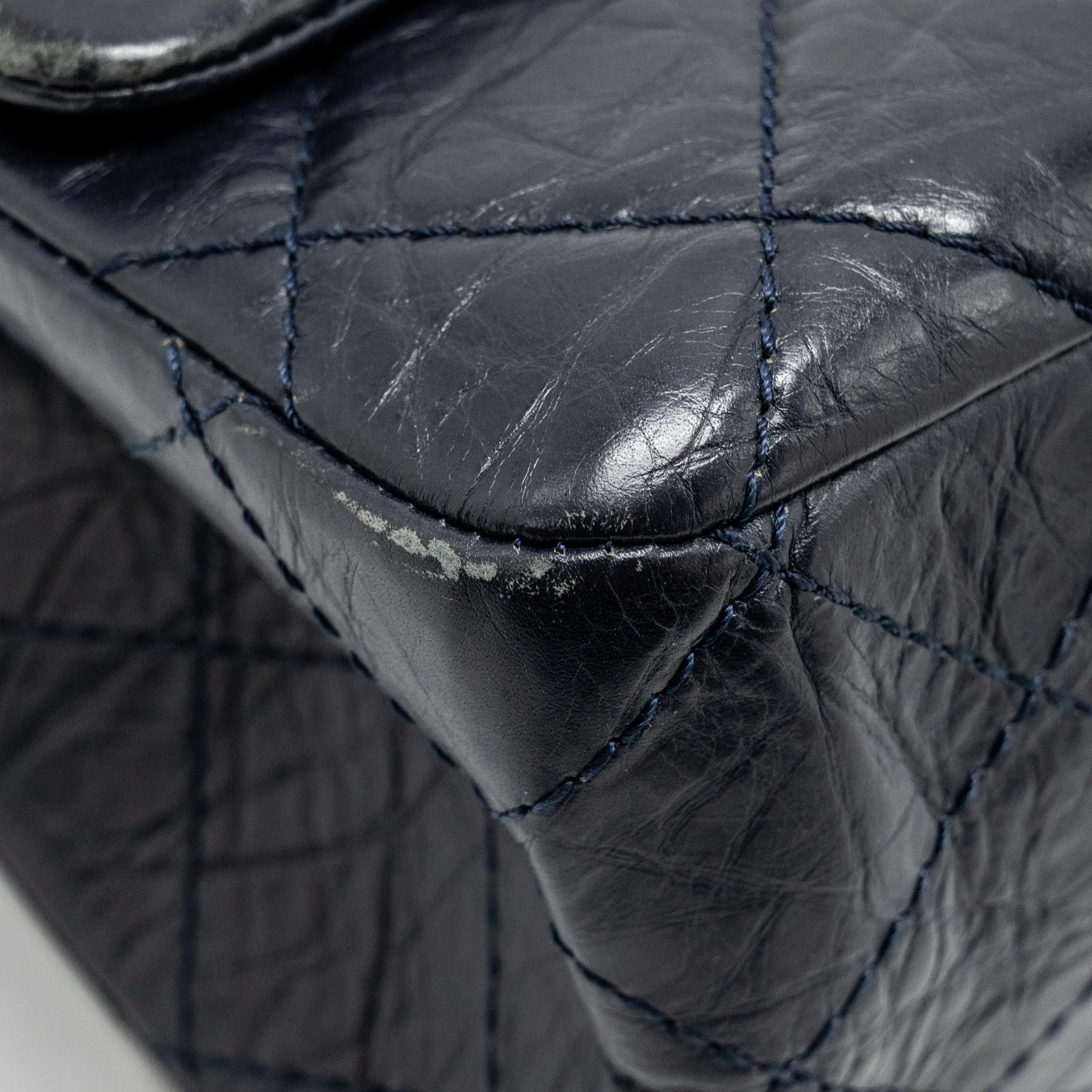 Chanel Maxi 2.55 Reissue Flap Bag Aged Calfskin Dark Blue Ruthenium Hardware - Image 8
