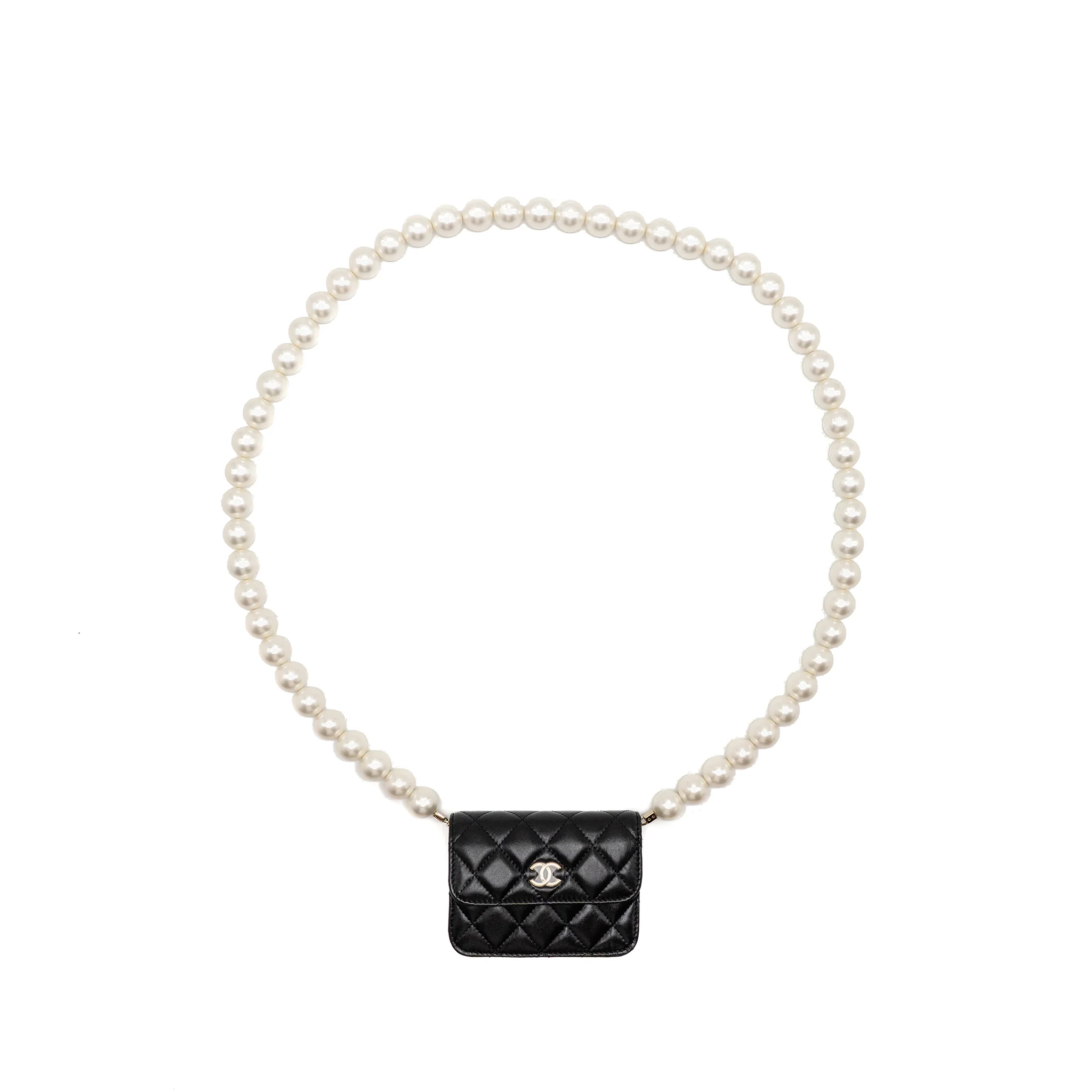 Chanel Maxi Pearl Clutch with Chain Lambskin Black LGHW - Image 2