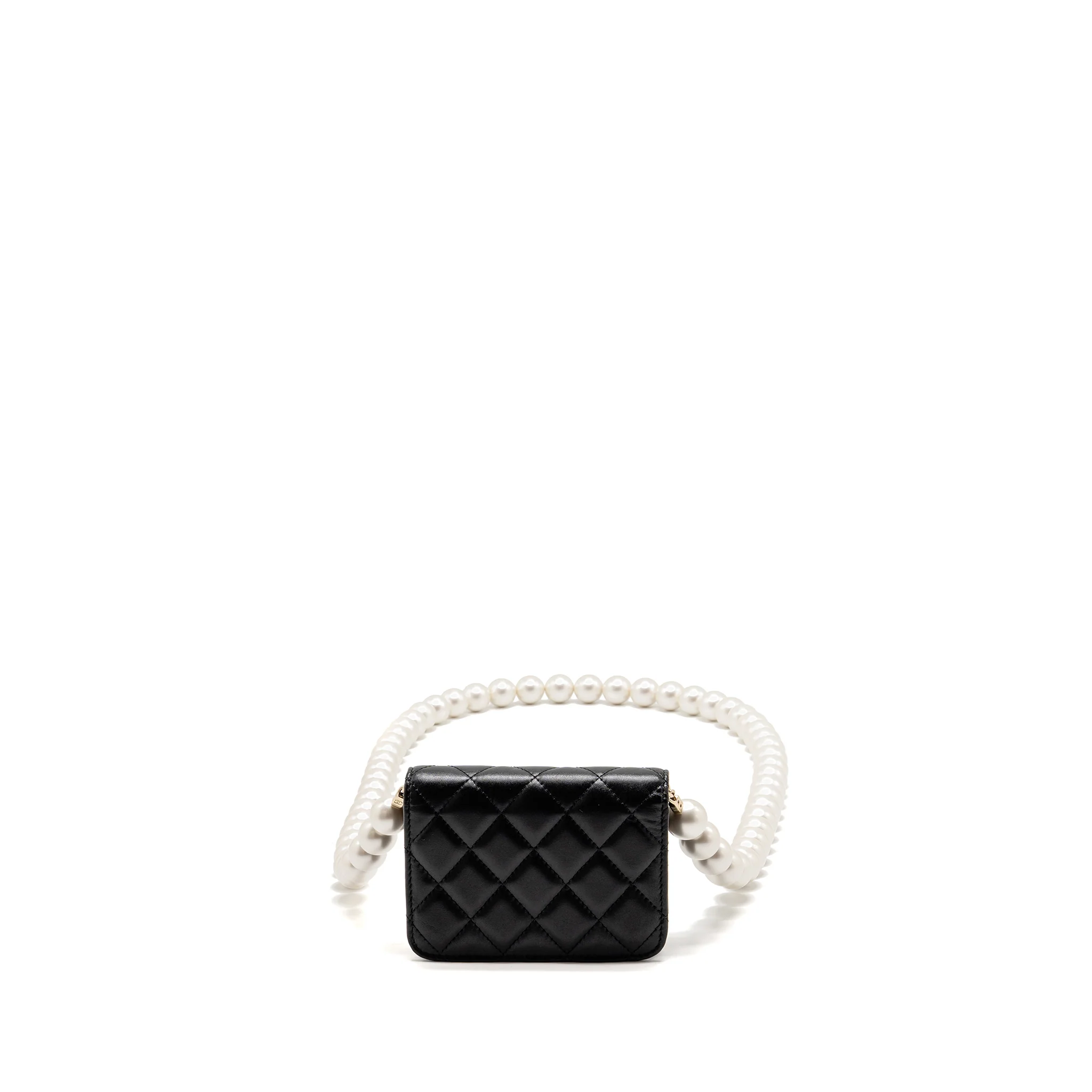 Chanel Maxi Pearl Clutch with Chain Lambskin Black LGHW - Image 3