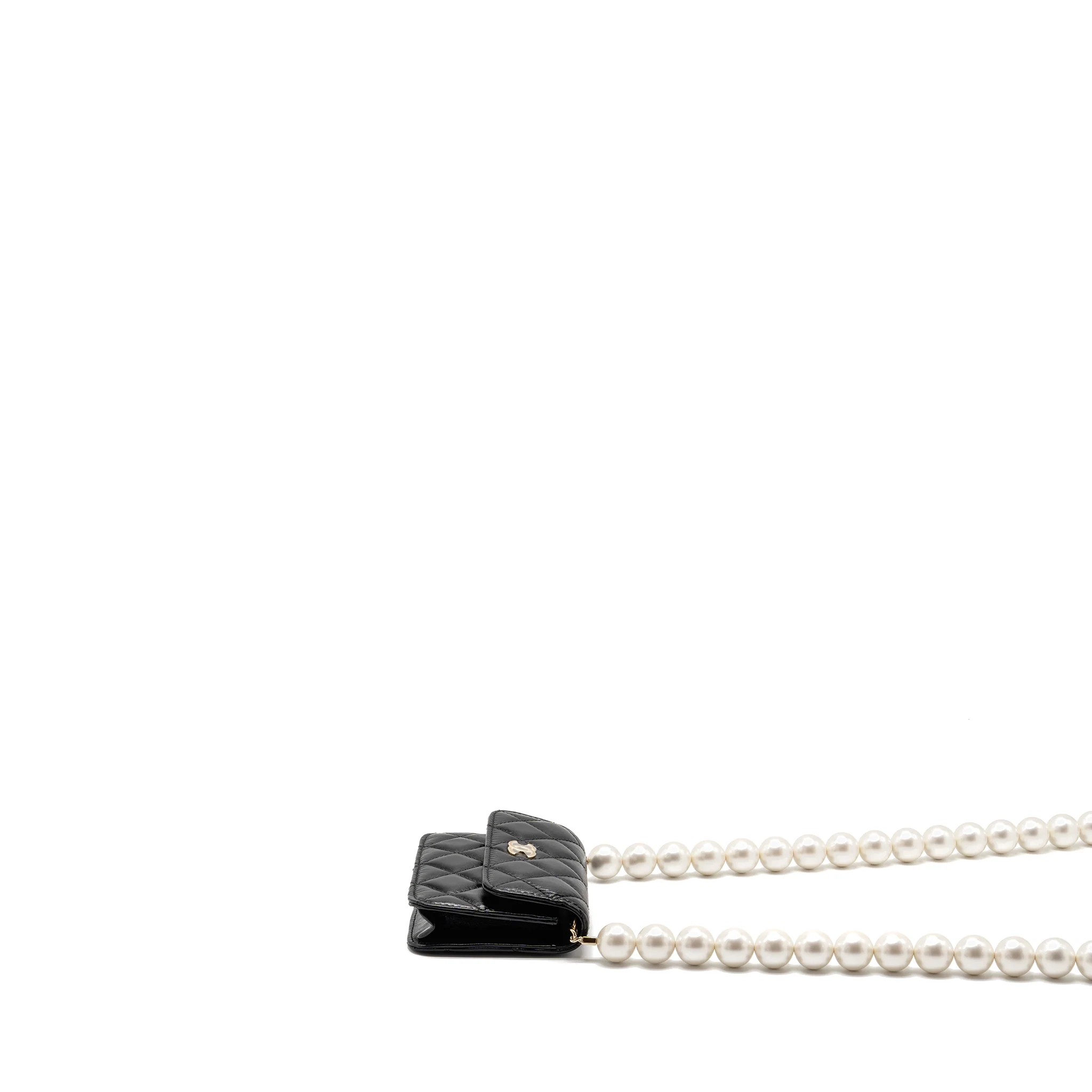 Chanel Maxi Pearl Clutch with Chain Lambskin Black LGHW - Image 5