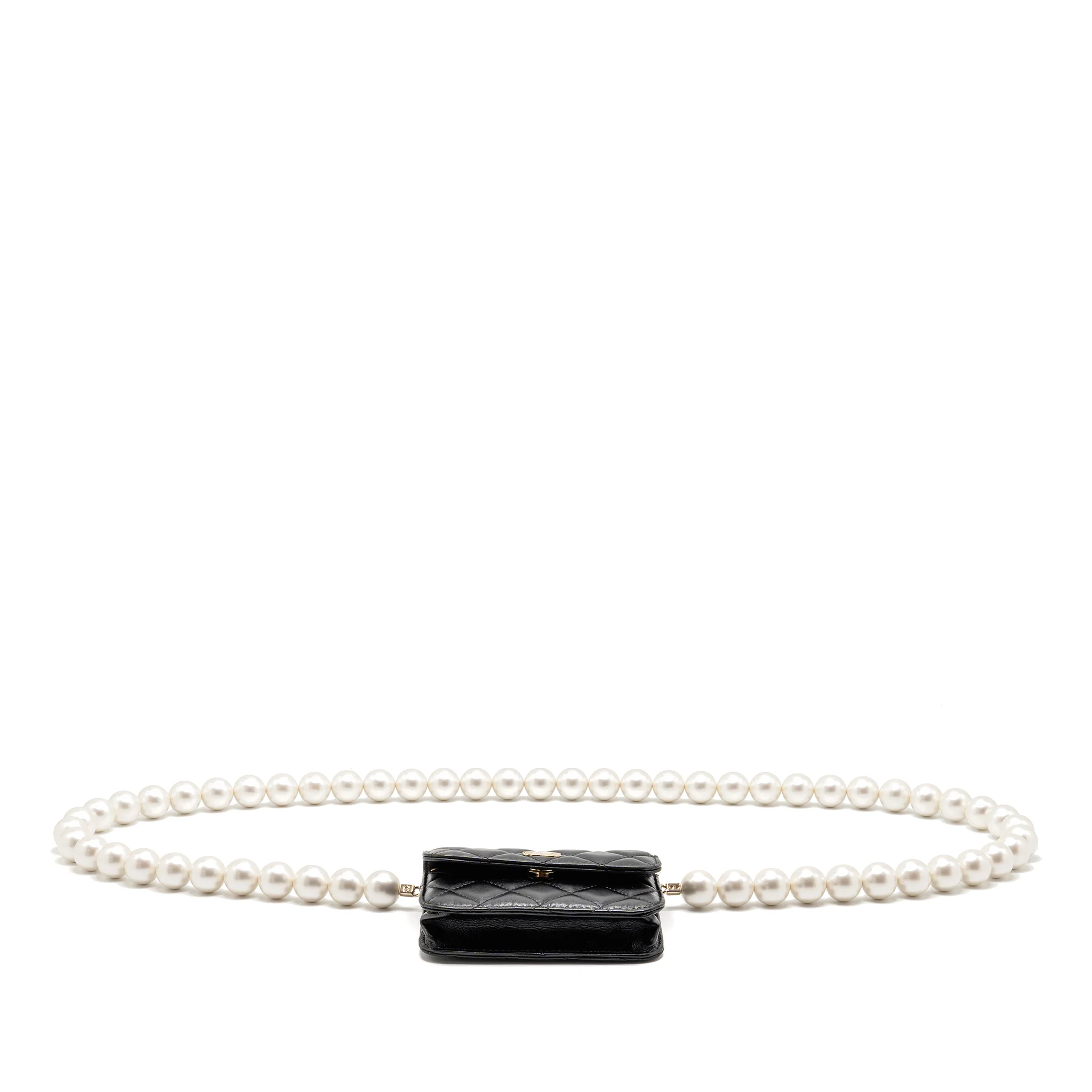 Chanel Maxi Pearl Clutch with Chain Lambskin Black LGHW - Image 6