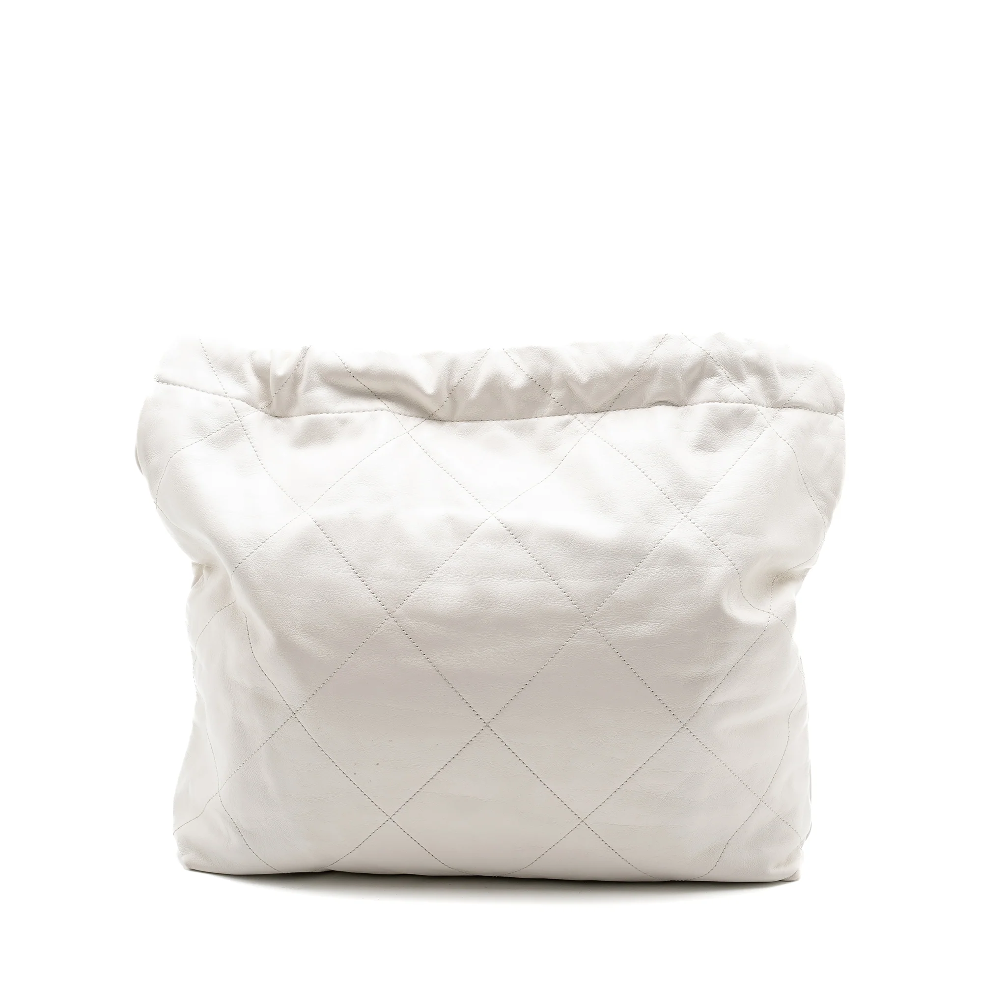 Chanel Medium 22bag calfskin white GHW (microchip) - Image 2