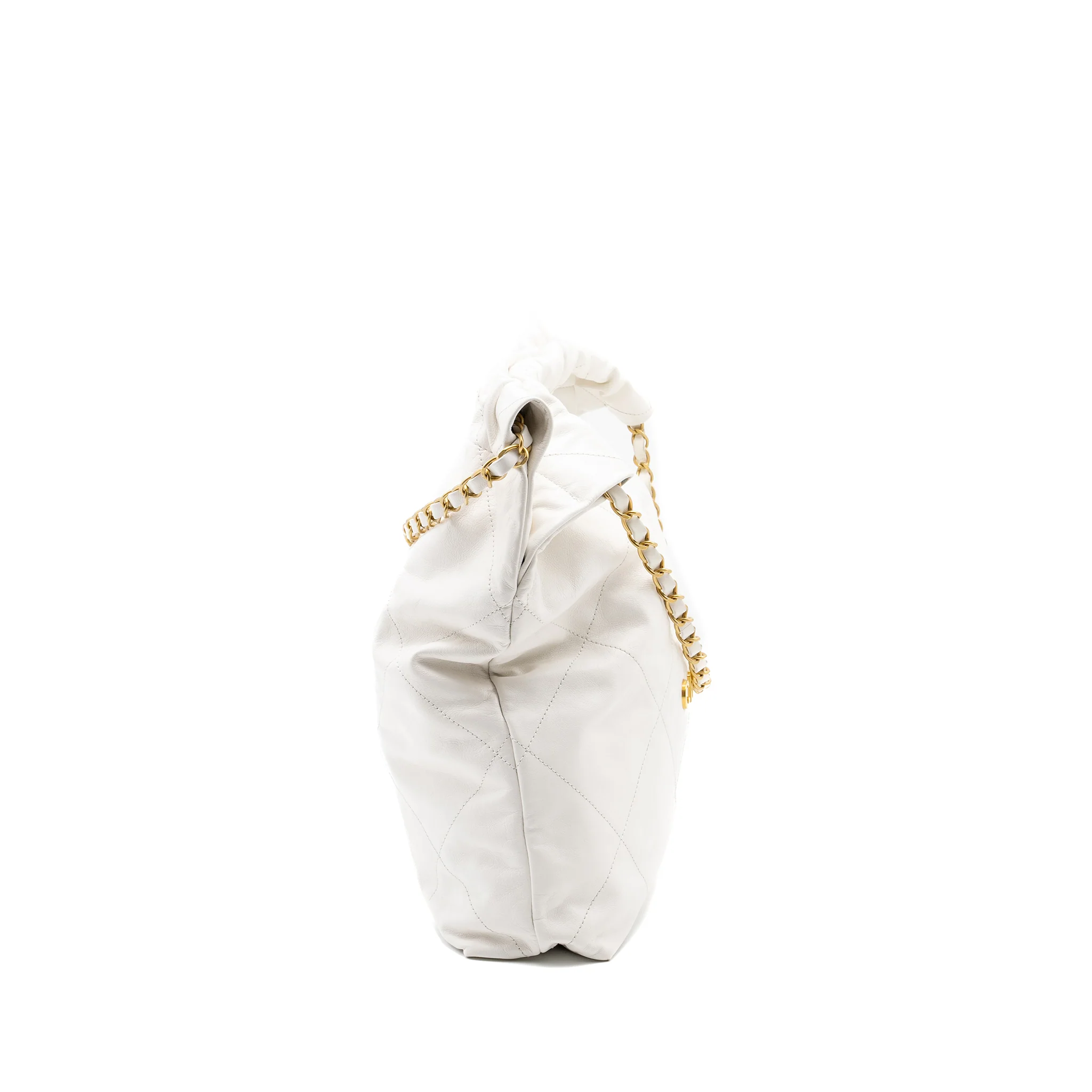 Chanel Medium 22bag calfskin white GHW (microchip) - Image 3