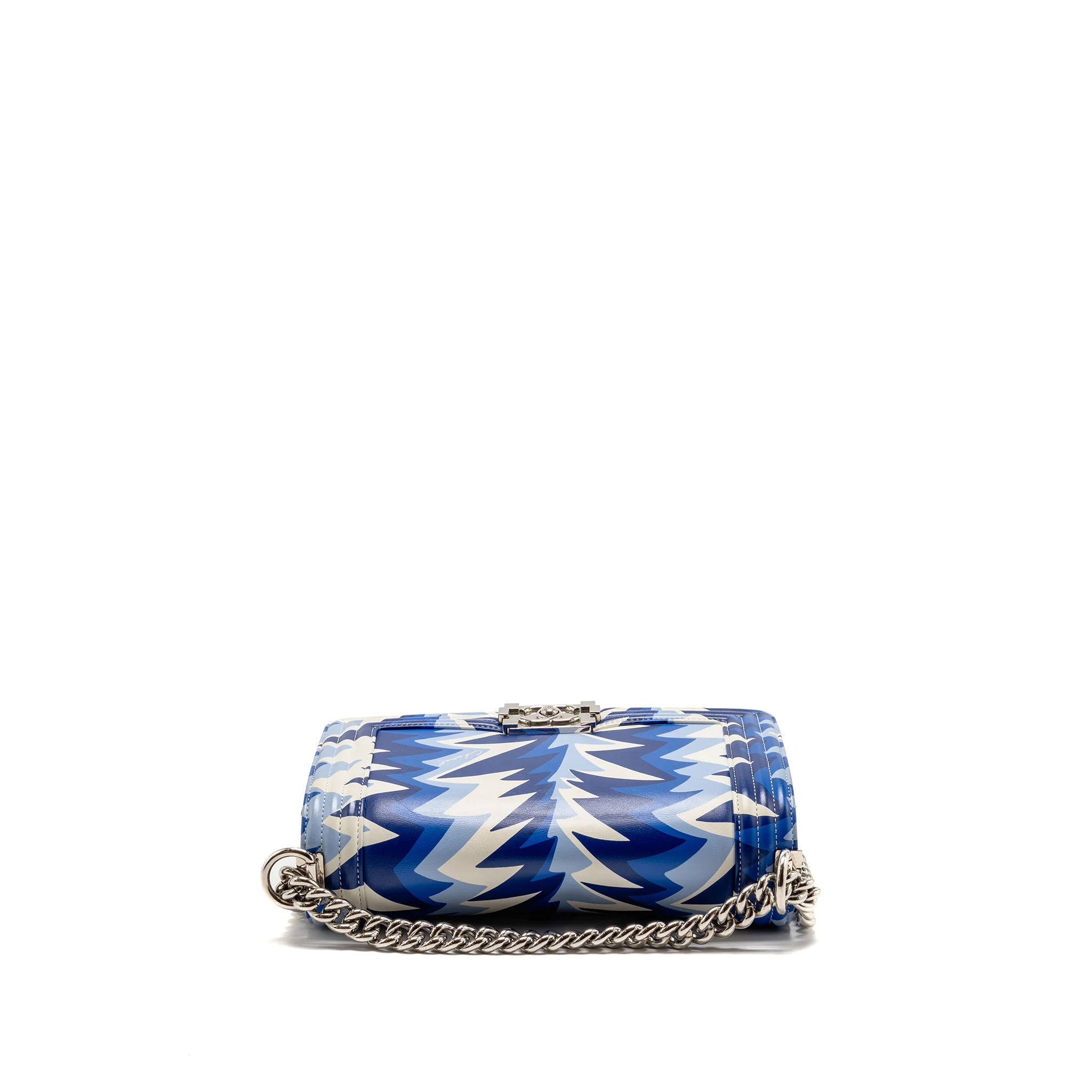 Chanel Medium Boy Bag 19C Limited Edition Printed Calfskin White/Blue SHW - Image 5
