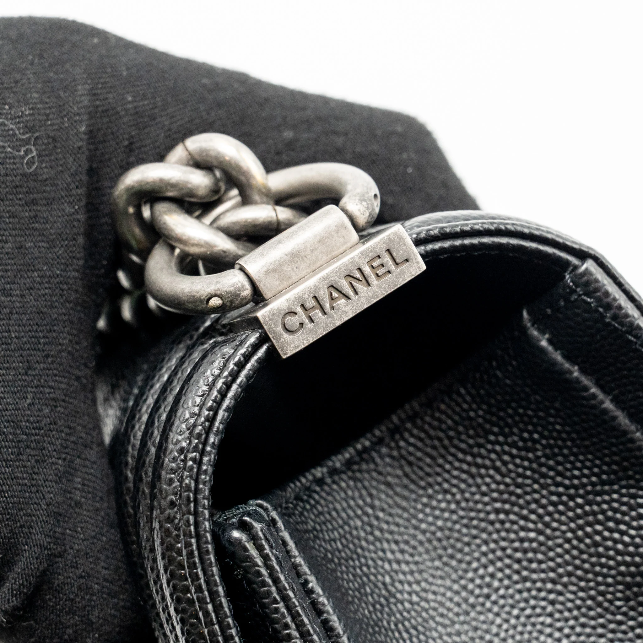 CHANEL Medium Boy Bag Caviar Black Ruthenium Hardware - Image 12