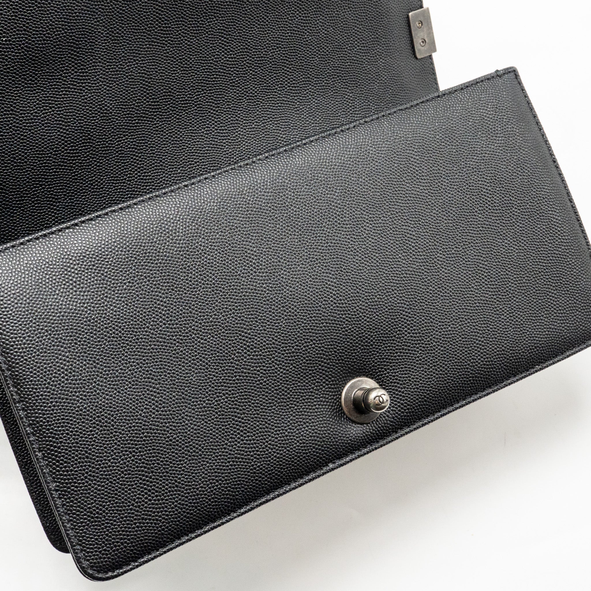 CHANEL Medium Boy Bag Caviar Black Ruthenium Hardware - Image 14