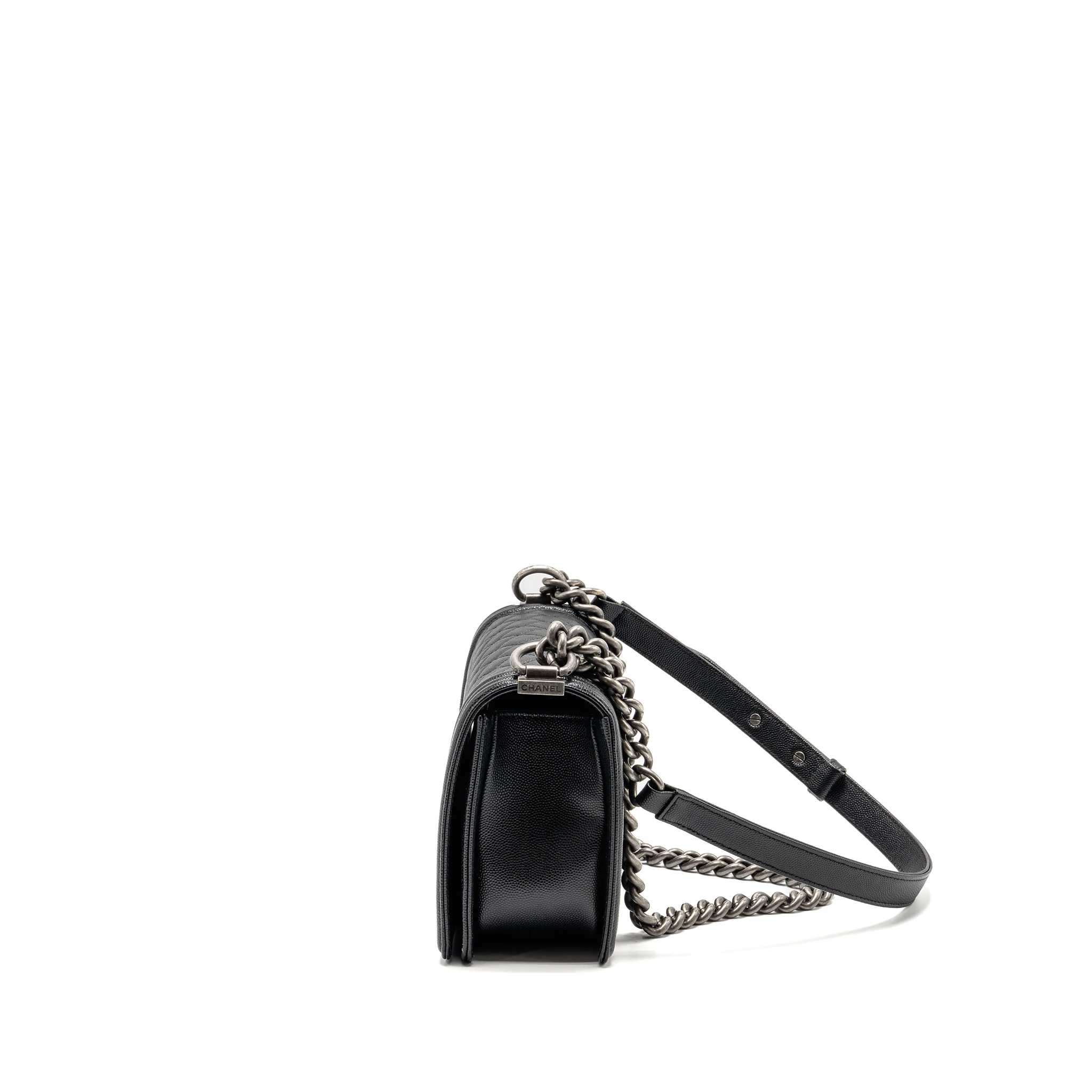 CHANEL Medium Boy Bag Caviar Black Ruthenium Hardware - Image 4