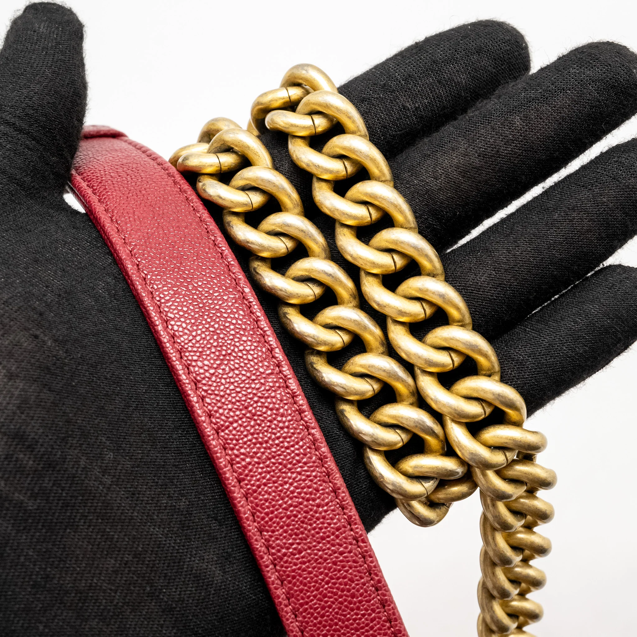 Chanel Medium Boy Bag Caviar Red GHW - Image 13