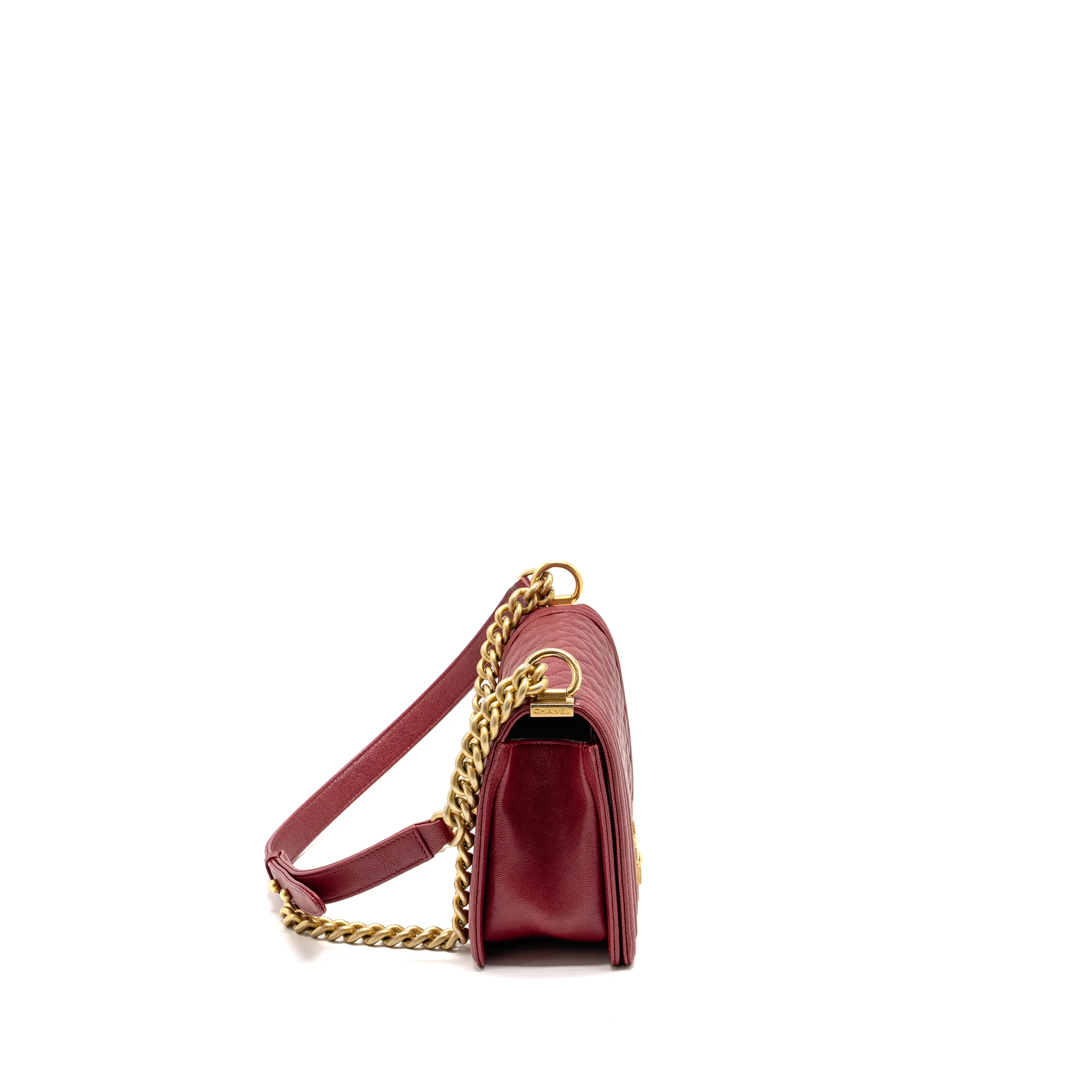 Chanel Medium Boy Bag Caviar Red GHW - Image 3