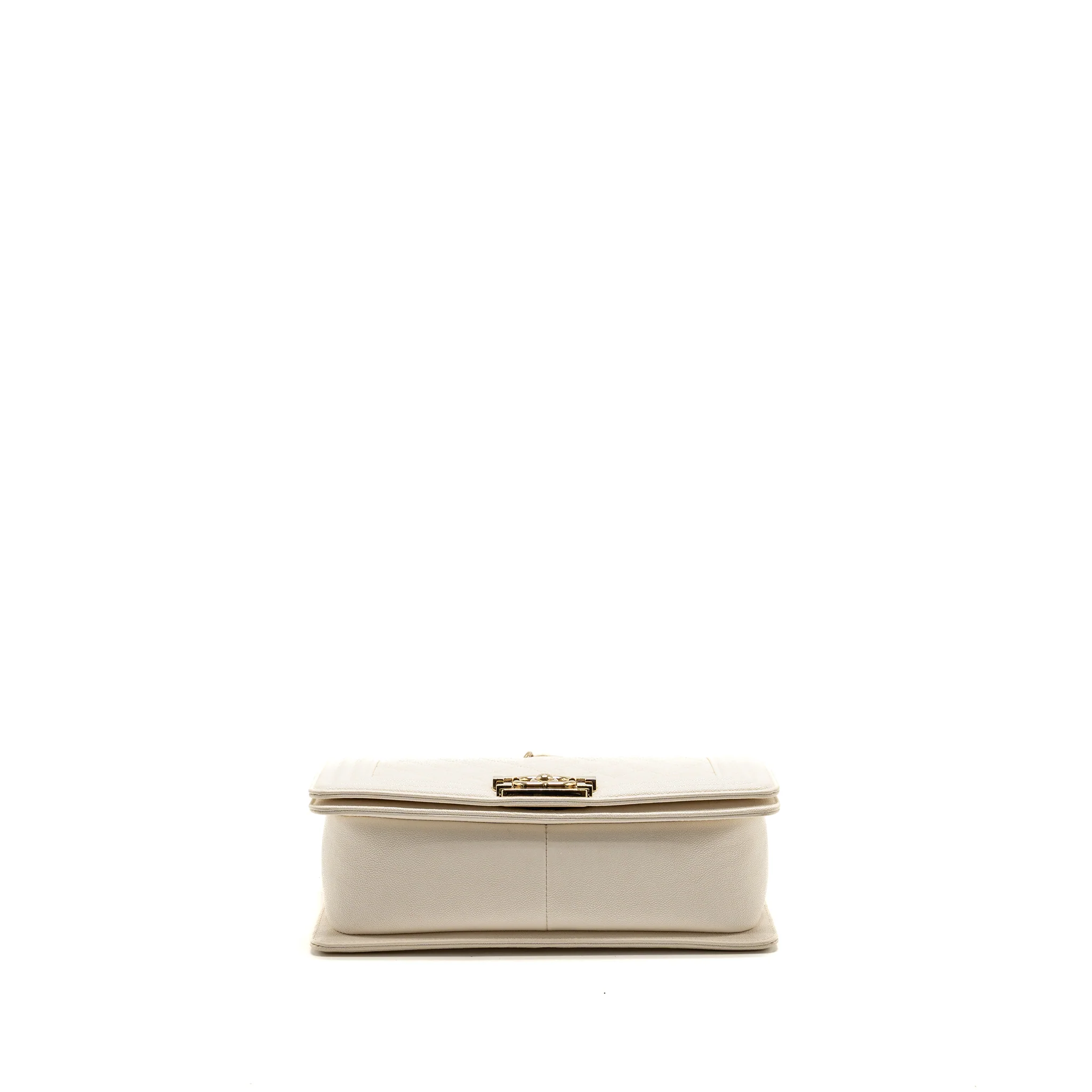 Chanel medium boy bag caviar white LGHW - Image 6