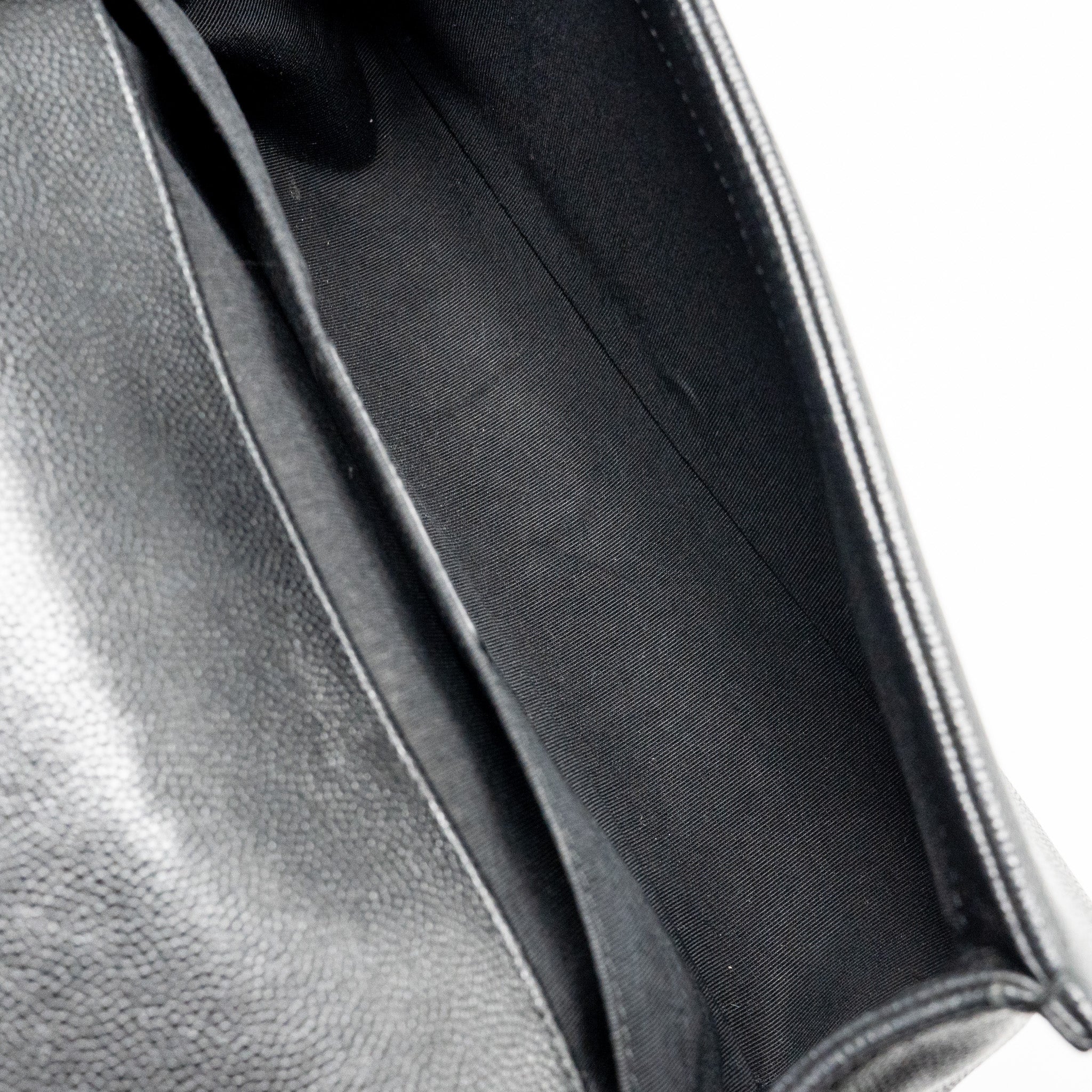 Chanel Medium Boy Bag Chevron Caviar Black Ruthenium Silver Hardware - Image 16