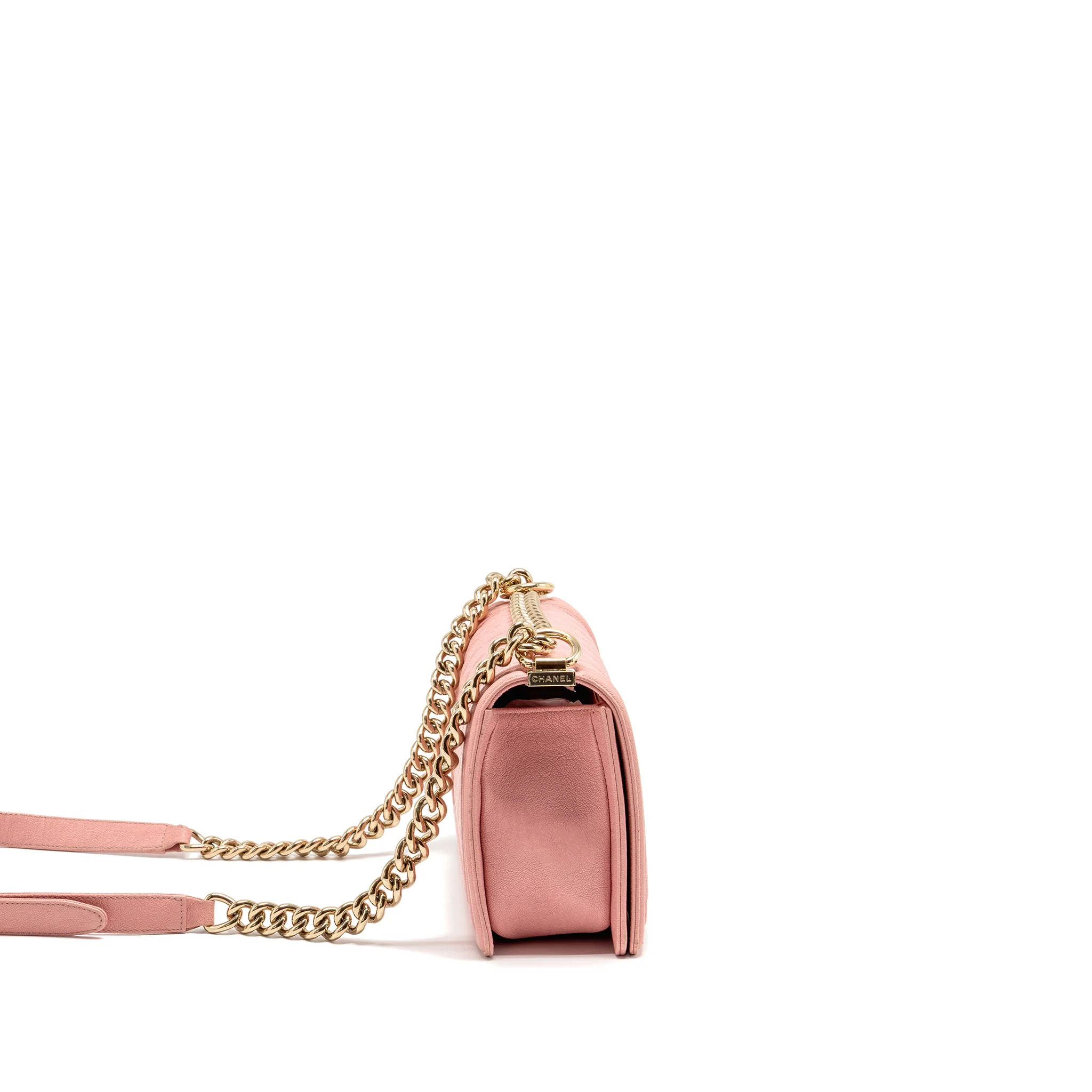 Chanel Medium Boy Bag Grained Calfskin Pink LGHW - Image 3