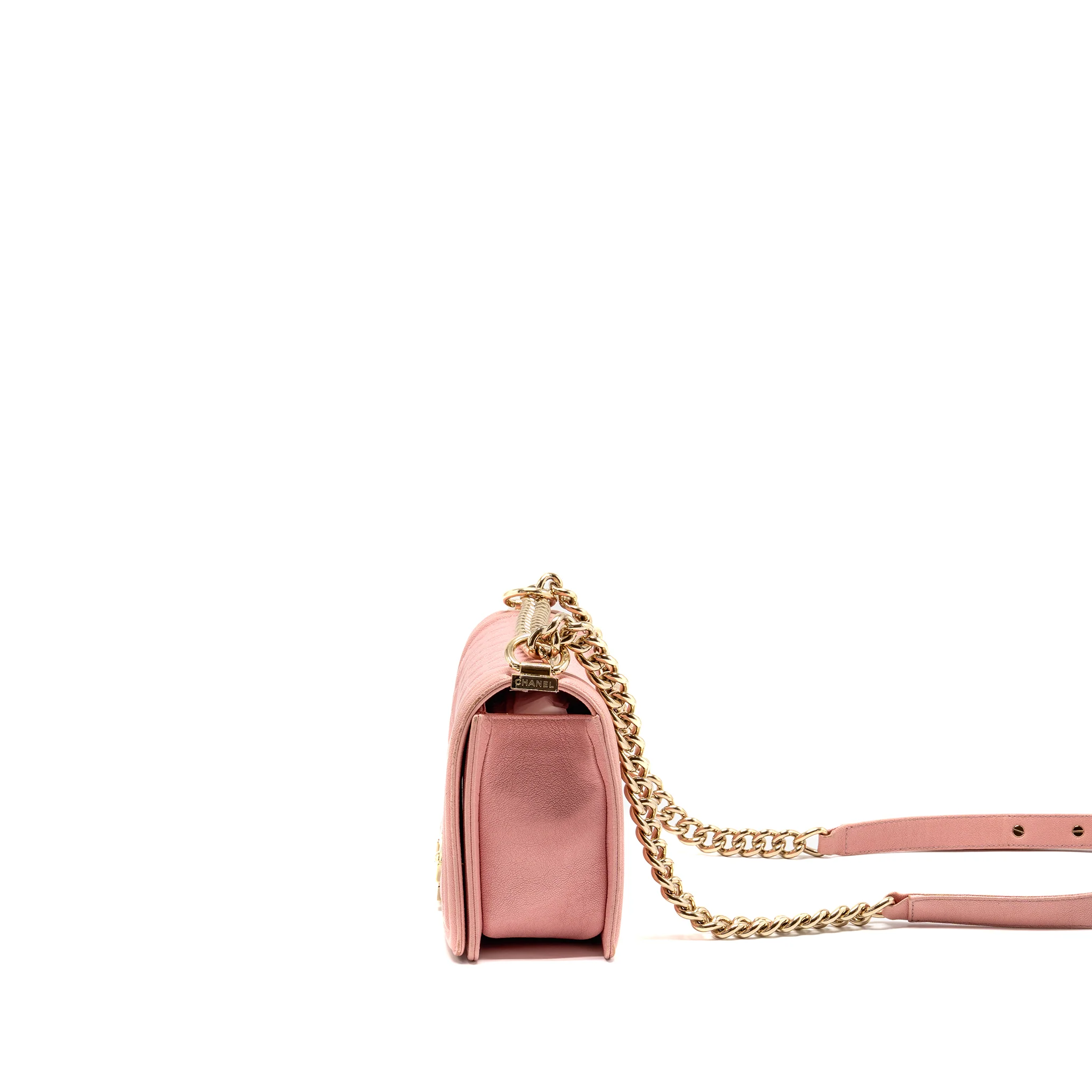Chanel Medium Boy Bag Grained Calfskin Pink LGHW - Image 4