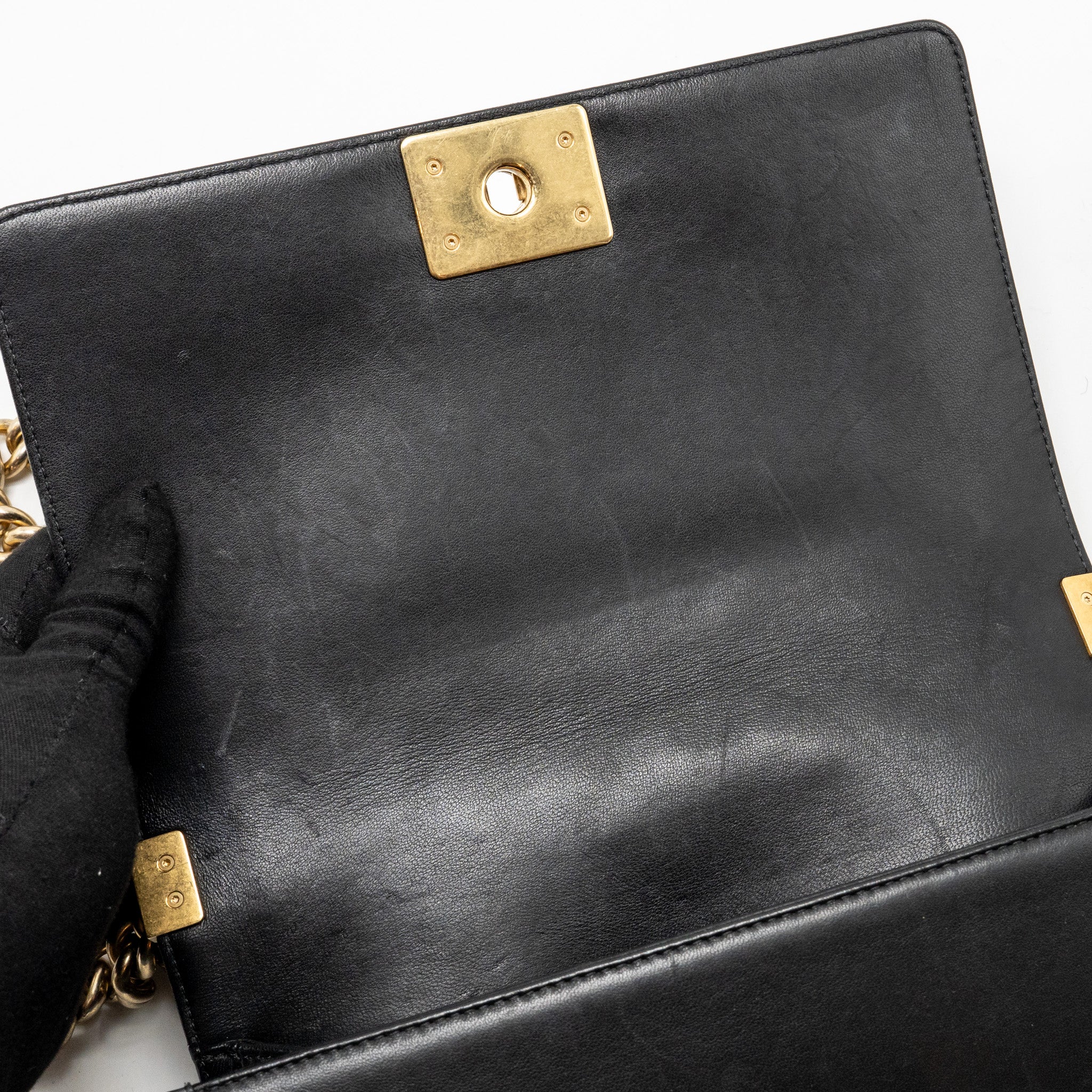 Chanel Medium Boy Bag LAMBSKIN Black GHW - Image 15
