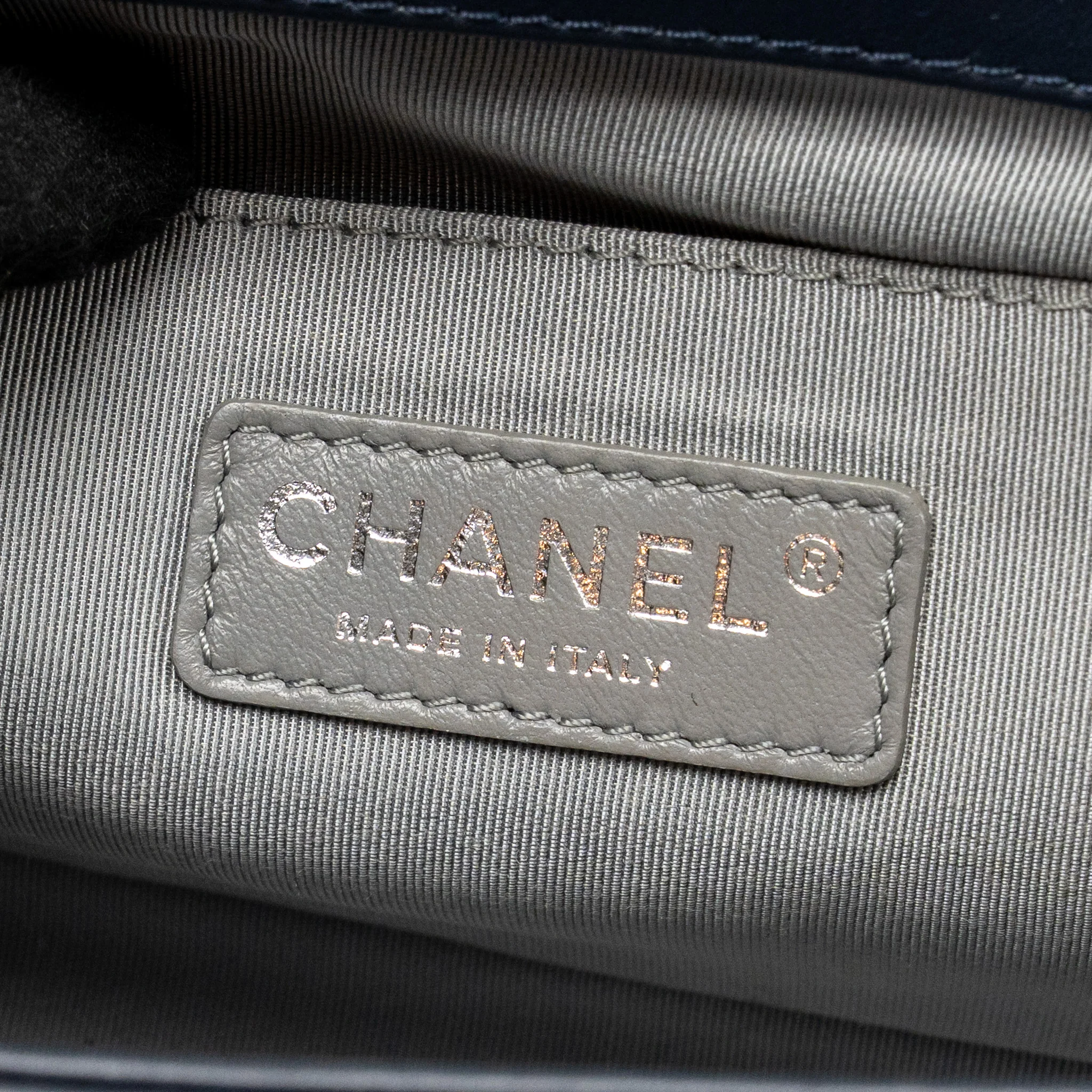 Chanel Medium Chevron Boy Bag Calfskin Blue SHW - Image 17