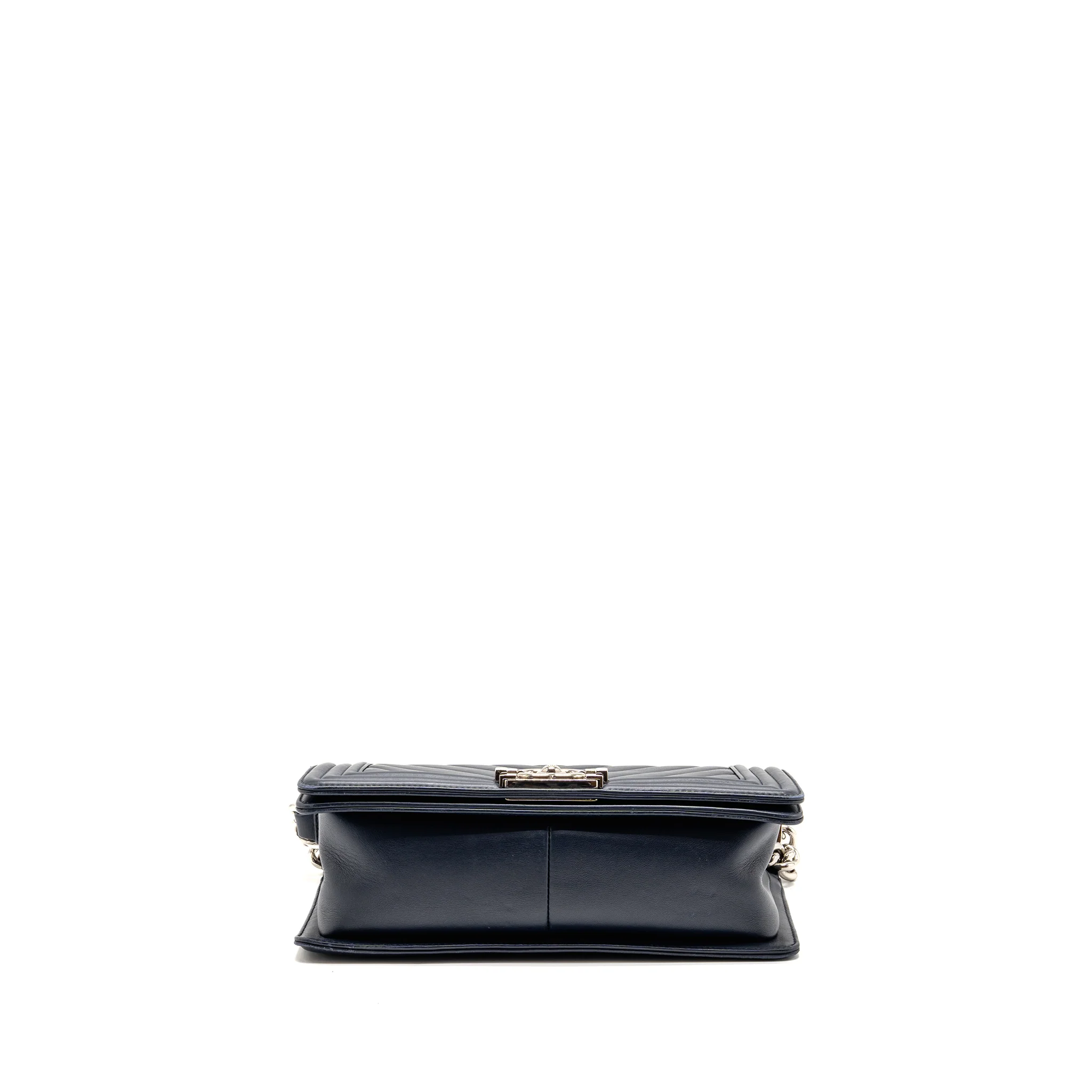 Chanel Medium Chevron Boy Bag Calfskin Blue SHW - Image 6
