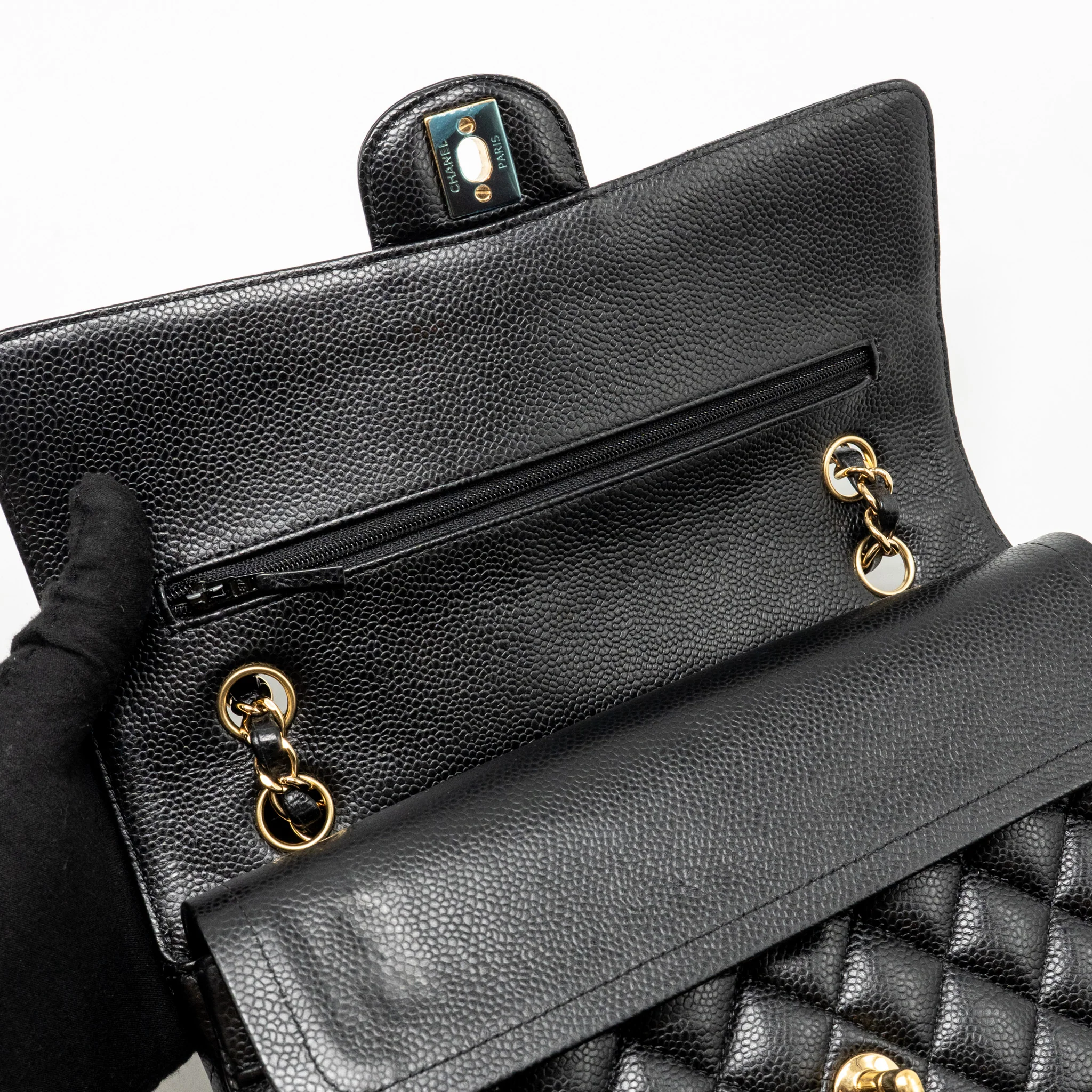 Chanel Medium Classic Double Flap Bag Caviar Black GHW - Image 13