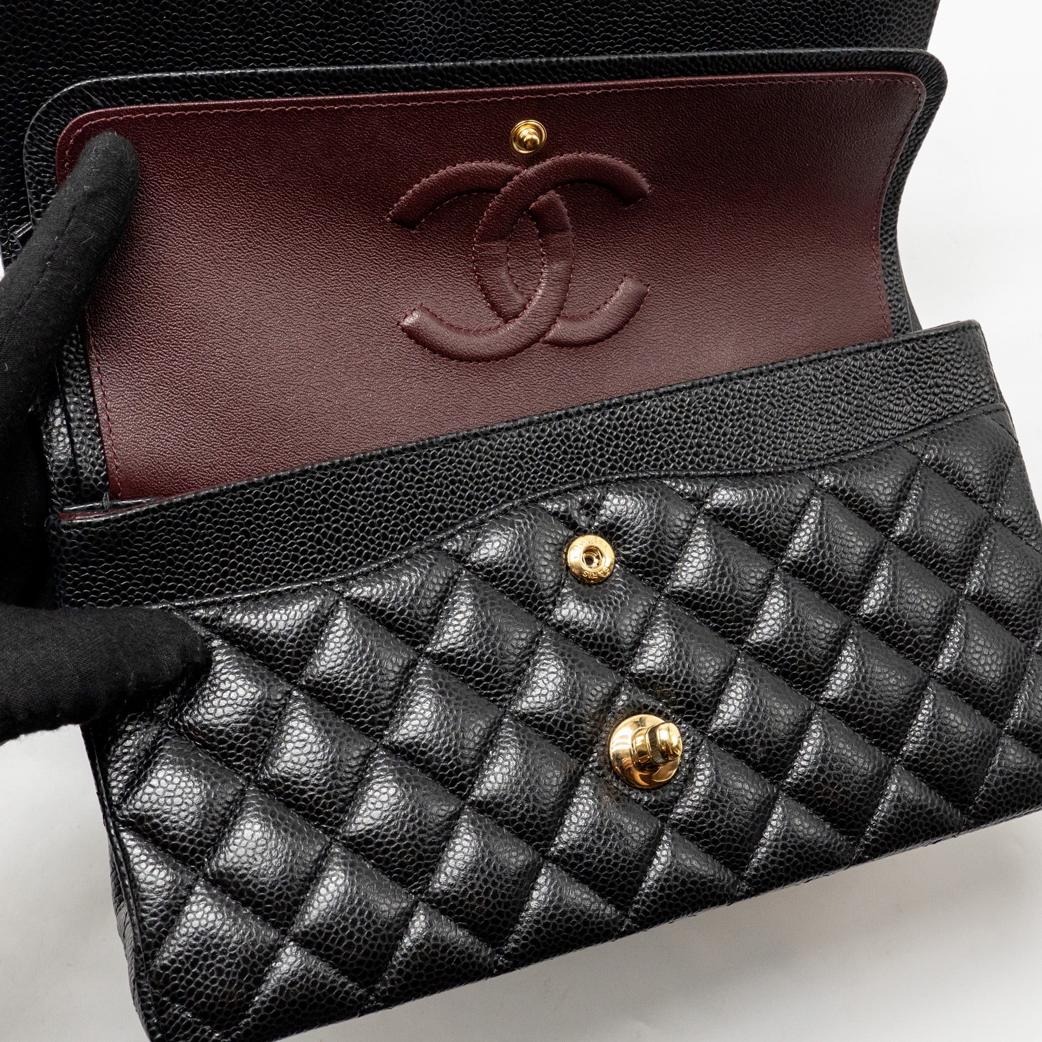 Chanel Medium Classic Double Flap BAG Caviar Black GHW - Image 15