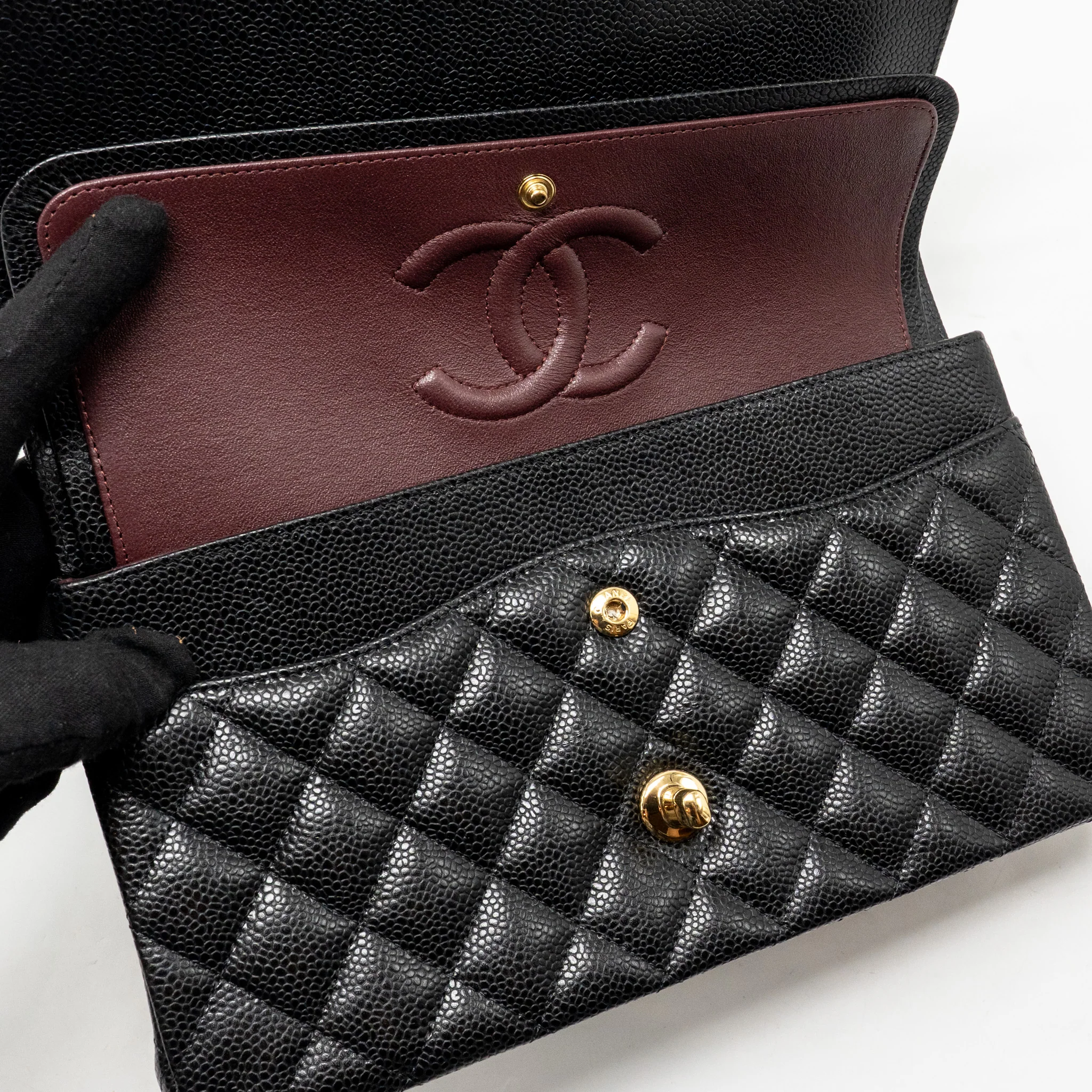 Chanel Medium Classic Double Flap Bag Caviar Black GHW (microchip) - Image 14