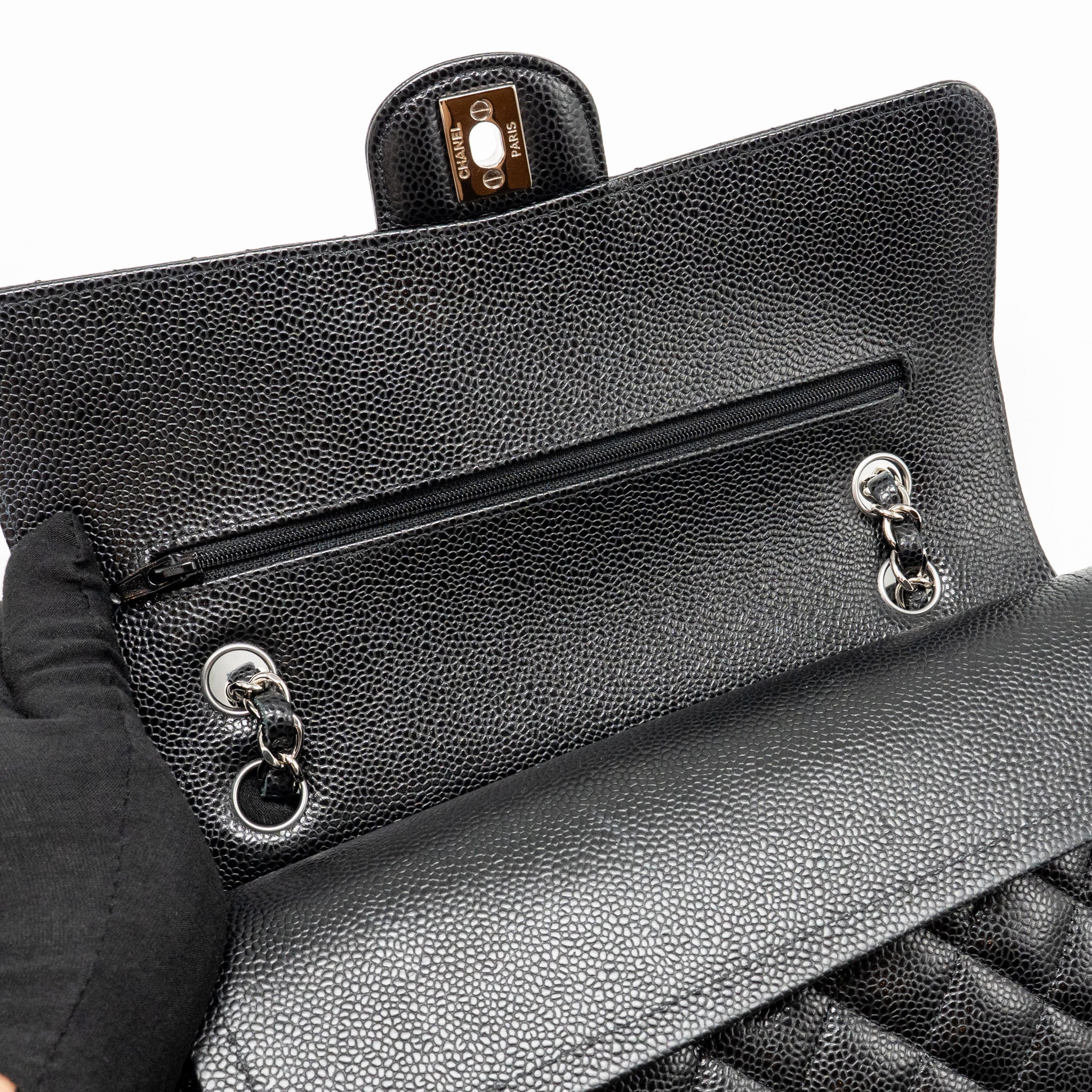 Chanel Medium Classic Double Flap Bag Caviar Black SHW - Image 14