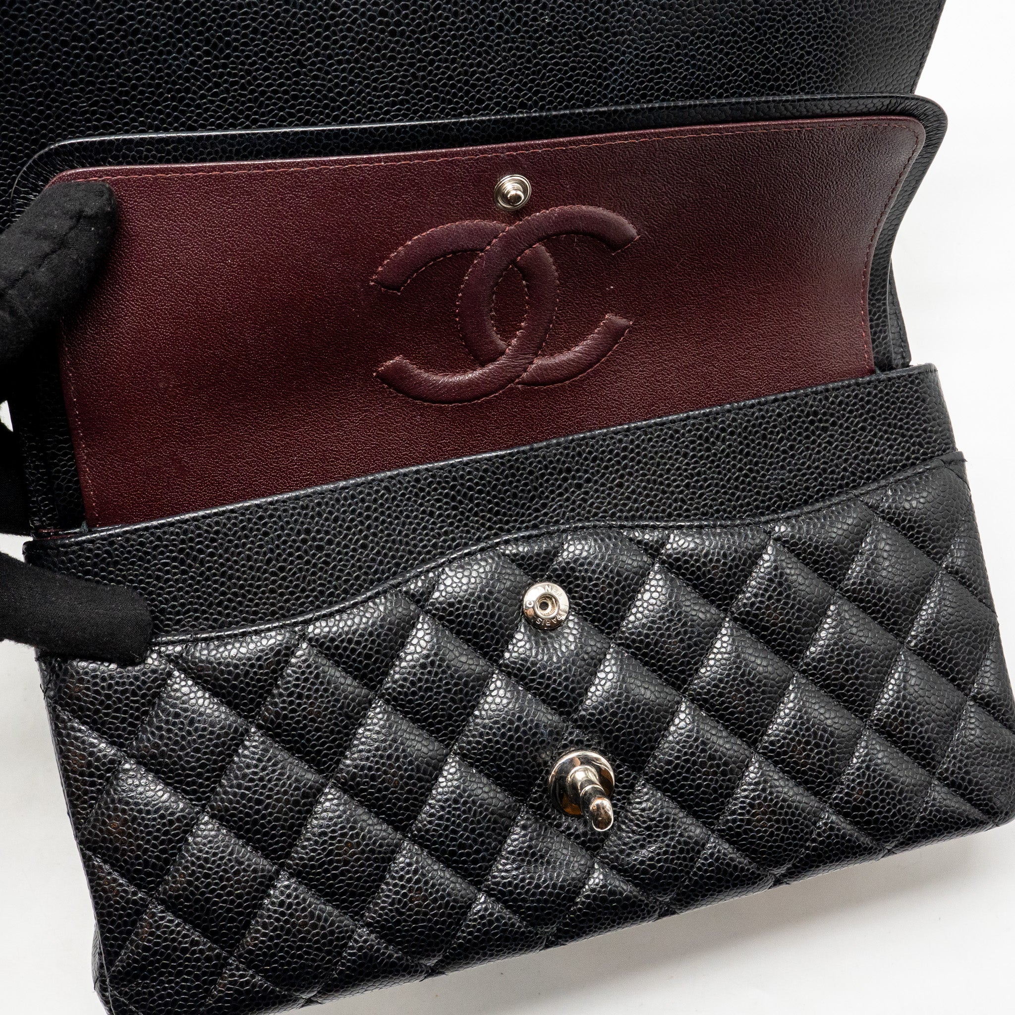 Chanel Medium Classic double flap bag caviar black SHW - Image 14