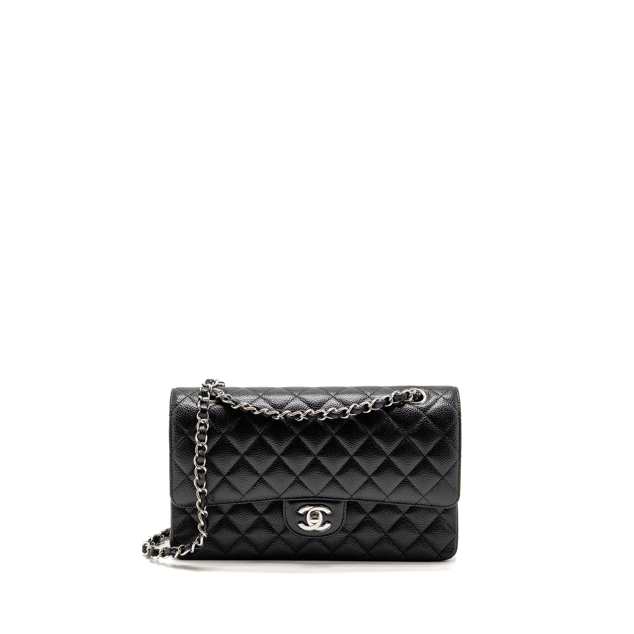 Chanel MEDIUM Classic Double Flap Bag Caviar Black SHW (Microchip)