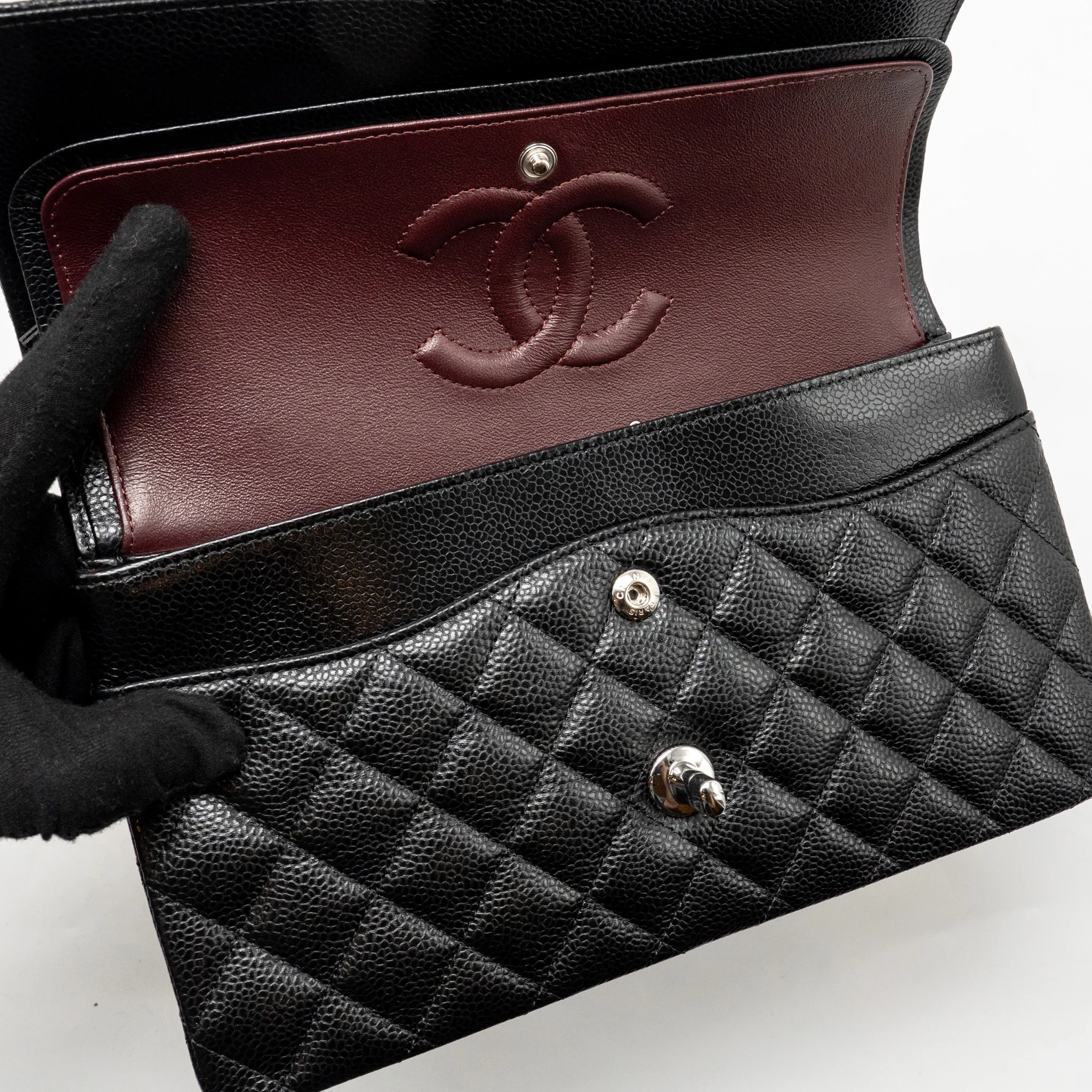 Chanel MEDIUM Classic Double Flap Bag Caviar Black SHW (Microchip) - Image 14