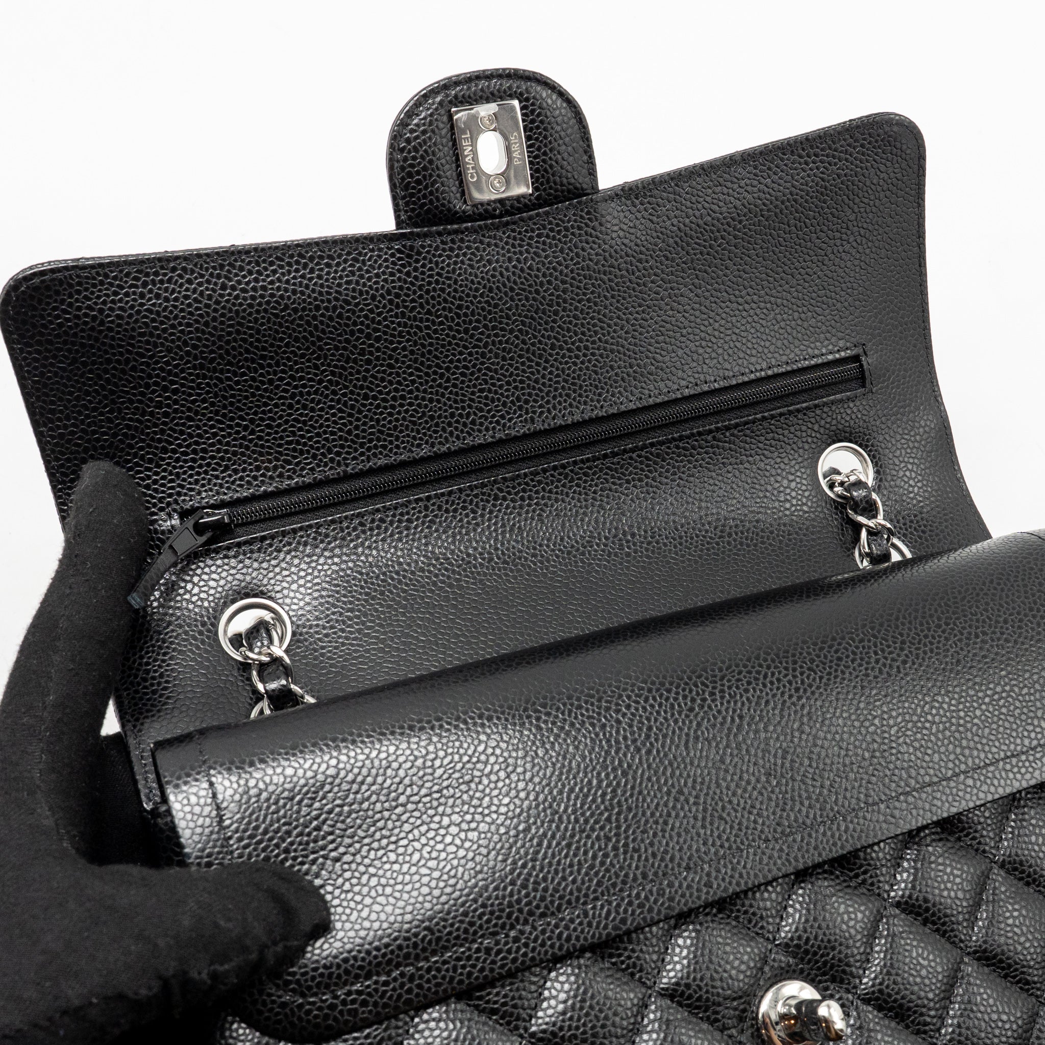 Chanel MEDIUM Classic Double Flap Bag Caviar Black SHW (Microchip) - Image 15