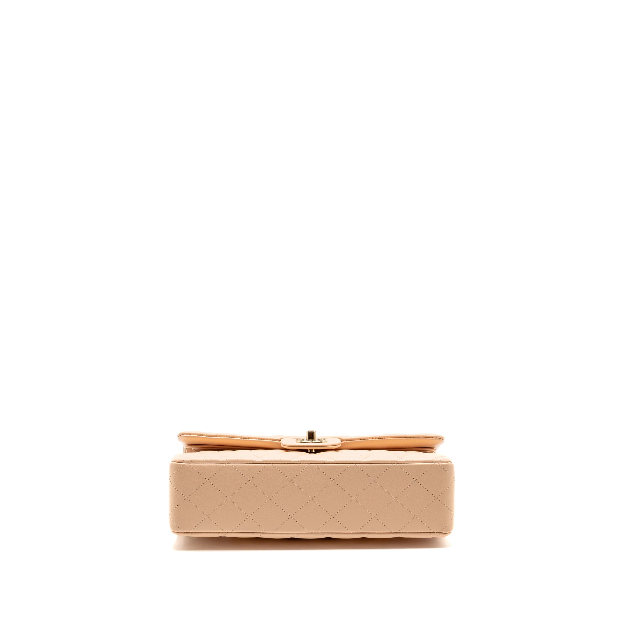 Chanel Medium Classic Double Flap Bag Caviar Light Beige LGHW (Microchip) - Image 6