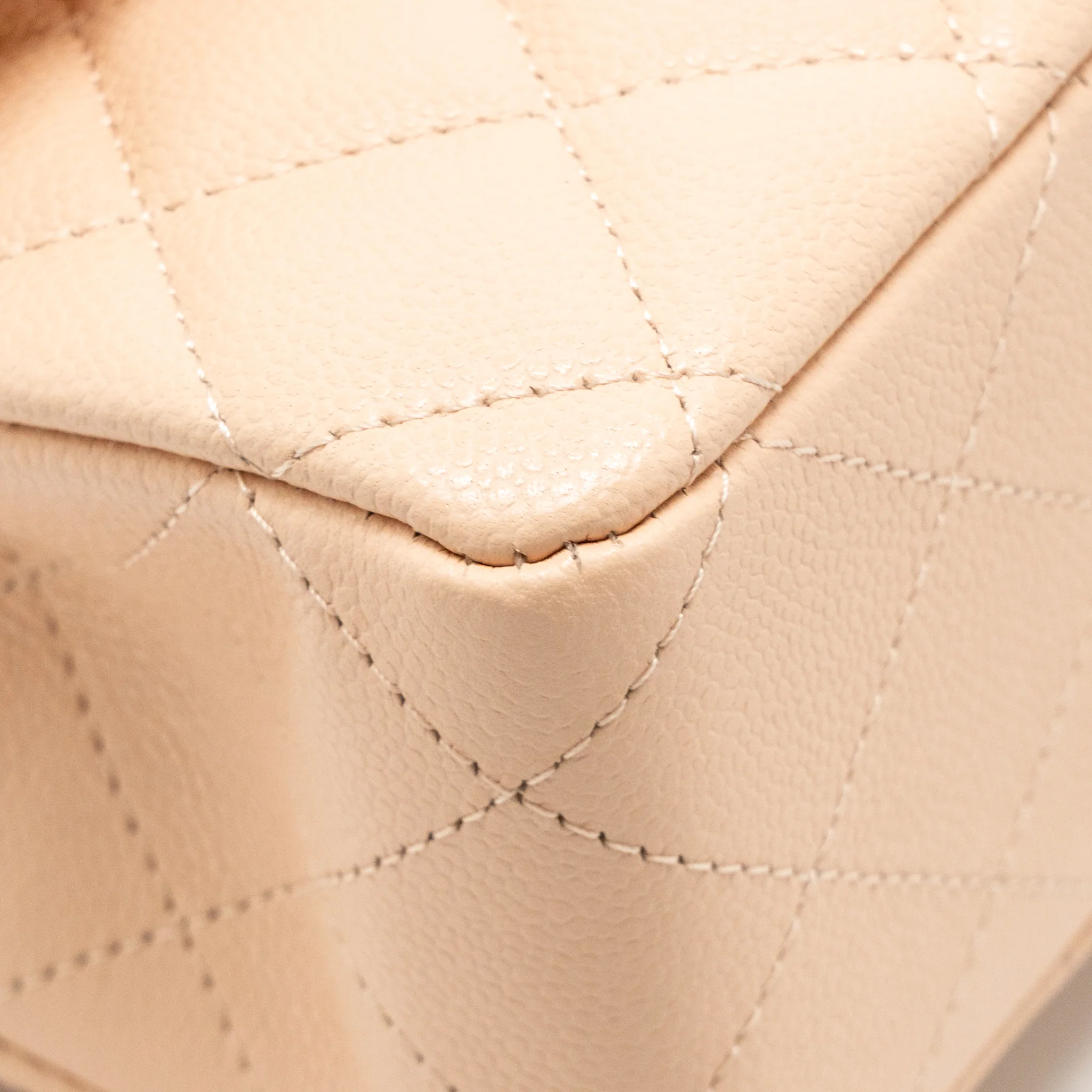 Chanel Medium Classic Double Flap Bag Caviar Light Beige LGHW (Microchip) - Image 9