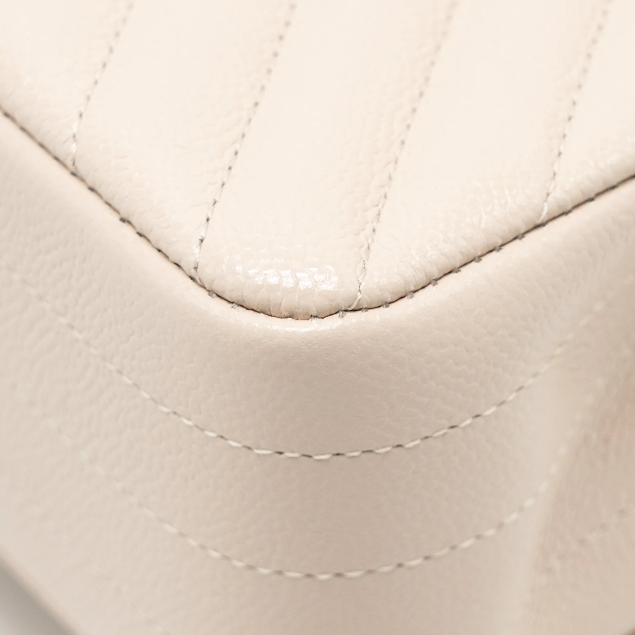 Chanel Medium Classic Double Flap Bag Chevron Caviar Light Beige LGHW - Image 10