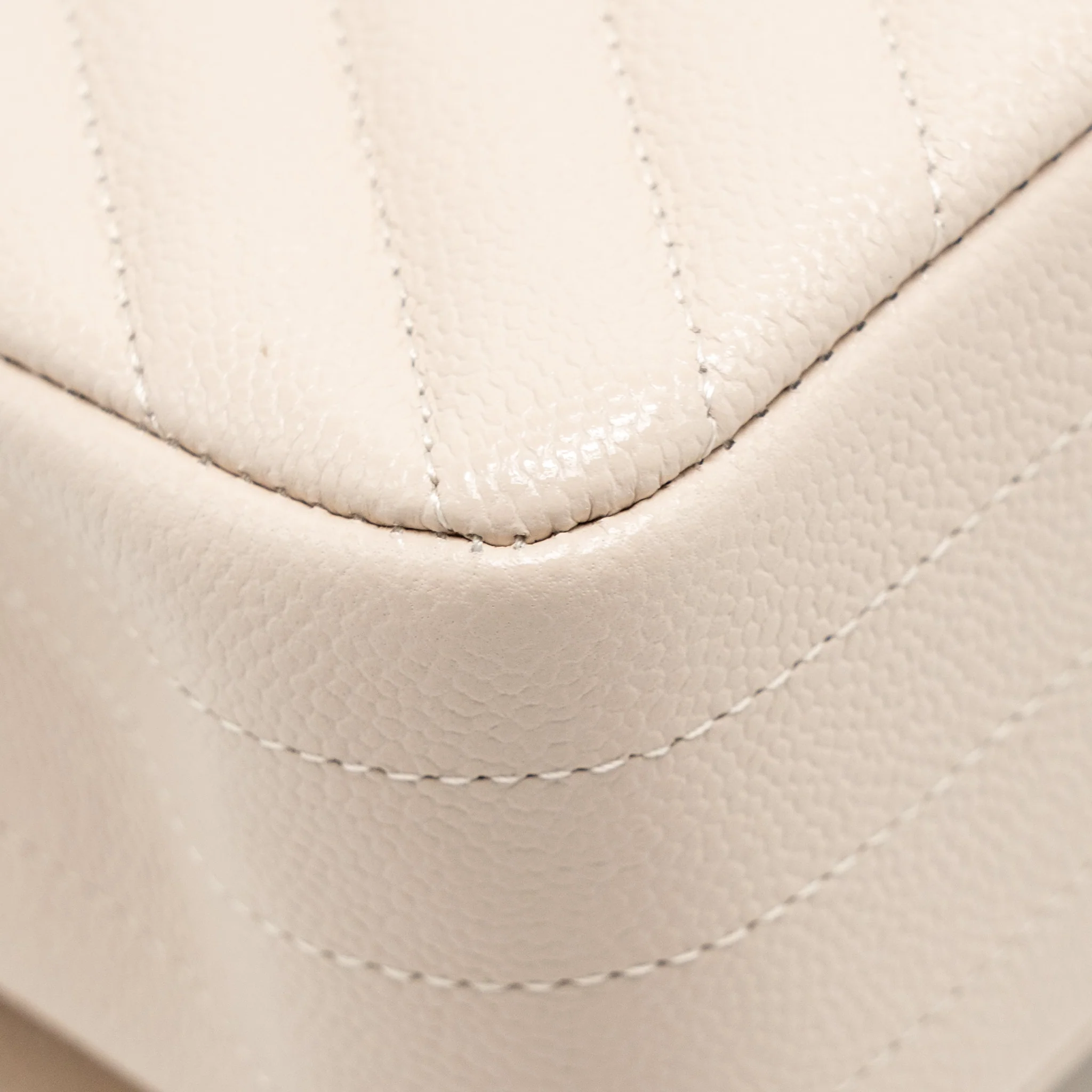 Chanel Medium Classic Double Flap Bag Chevron Caviar Light Beige LGHW - Image 11
