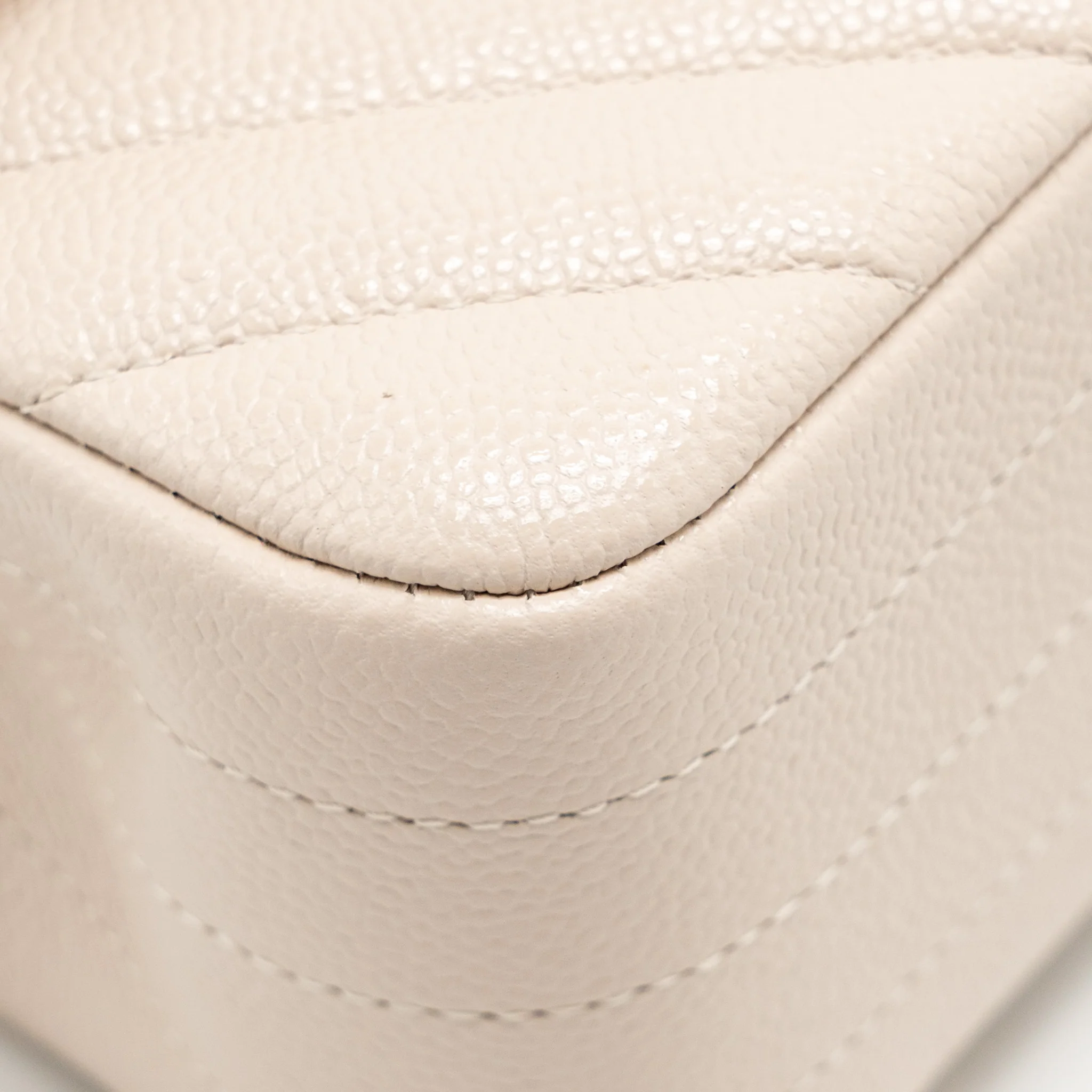 Chanel Medium Classic Double Flap Bag Chevron Caviar Light Beige LGHW - Image 9