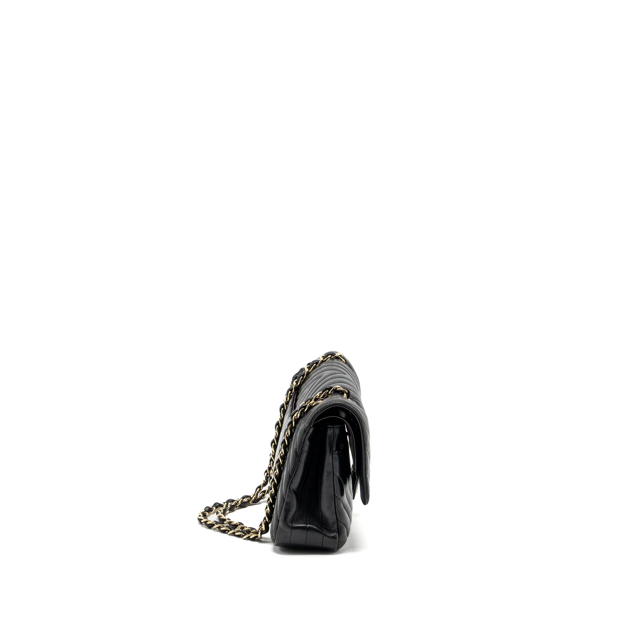 Chanel medium Classic Double Flap Bag Chevron Lambskin Black LGHW - Image 3