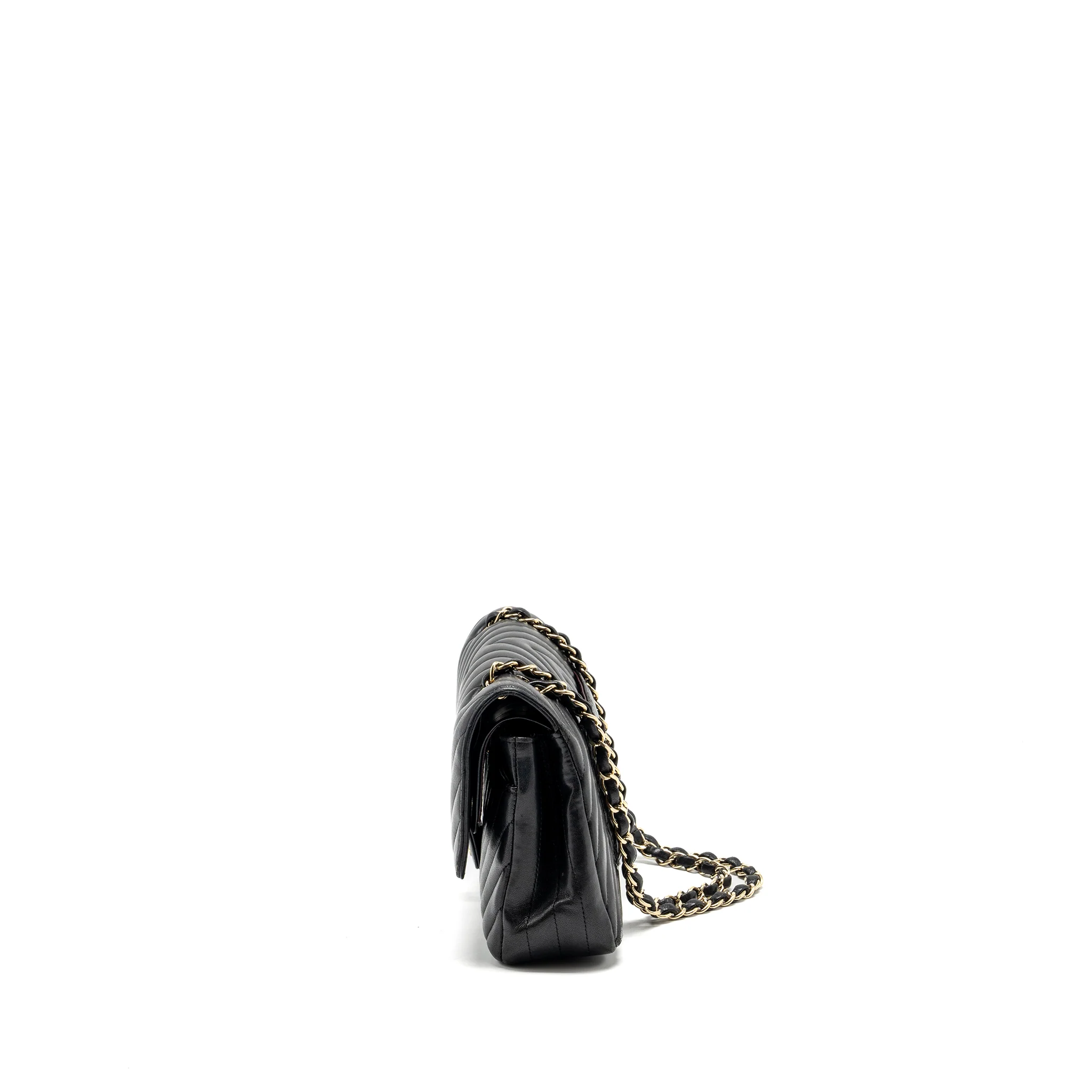 Chanel medium Classic Double Flap Bag Chevron Lambskin Black LGHW - Image 4