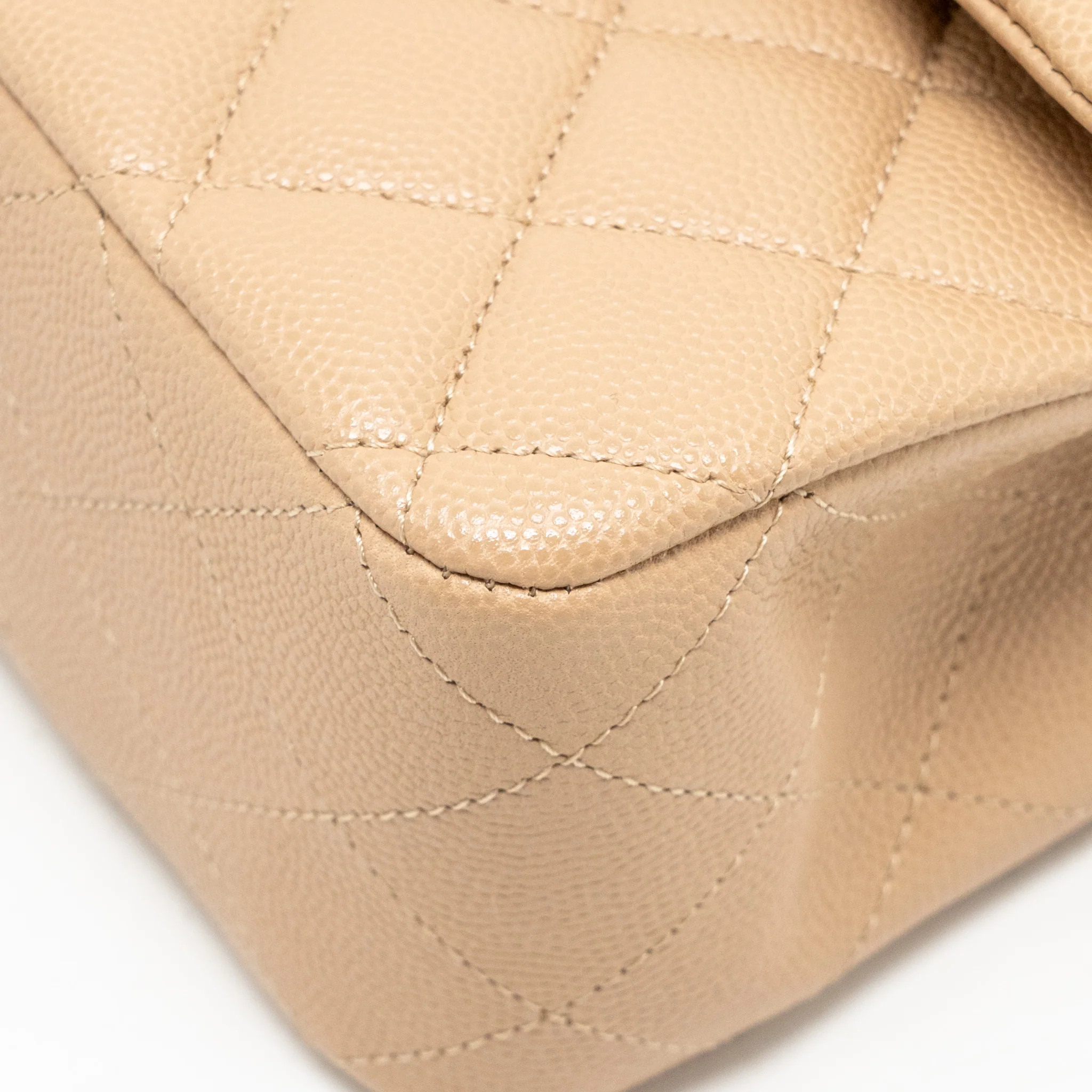 Chanel Medium classic double flap bag Caviar dark beige LGHW - Image 10