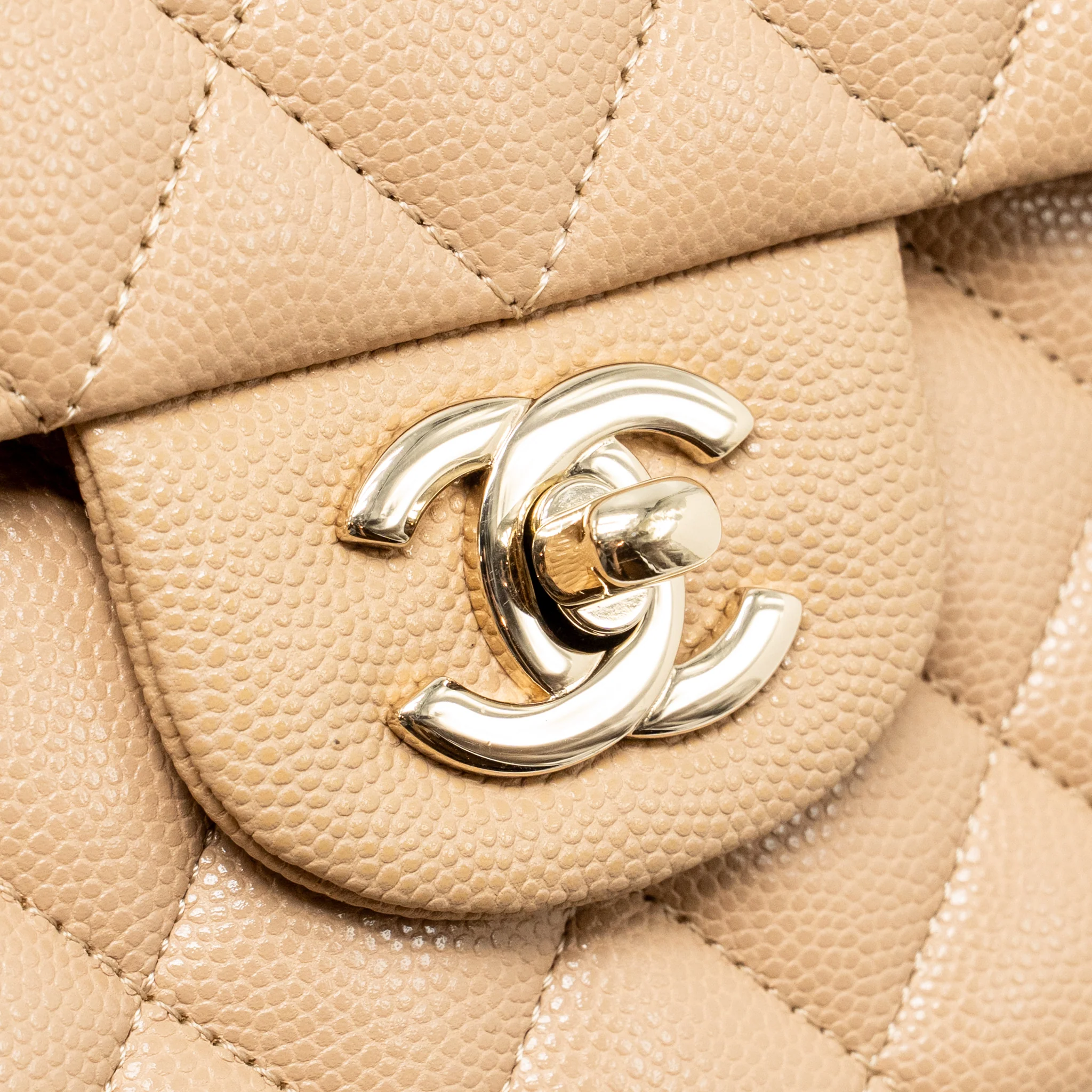 Chanel Medium classic double flap bag Caviar dark beige LGHW - Image 13