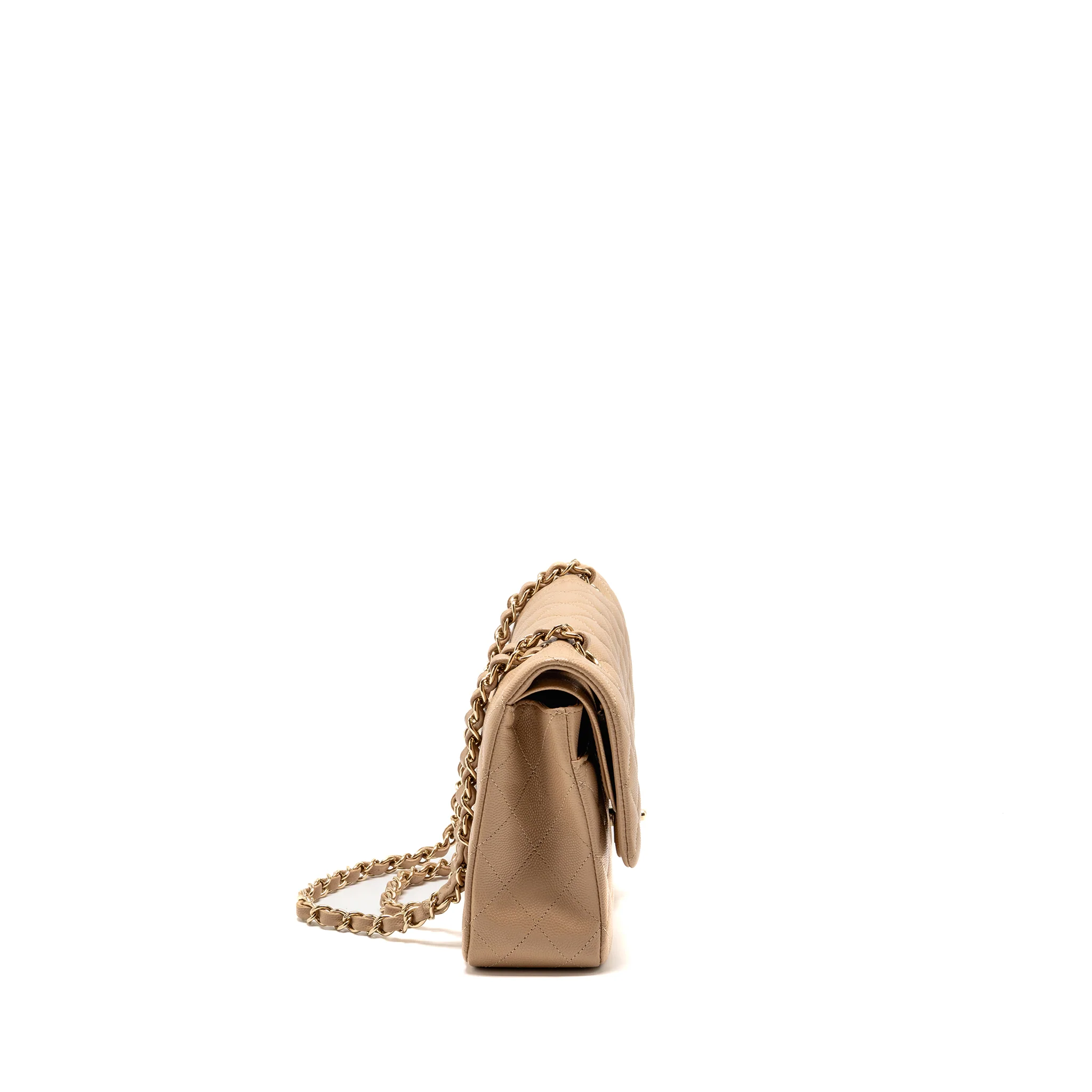 Chanel Medium classic double flap bag Caviar dark beige LGHW - Image 3