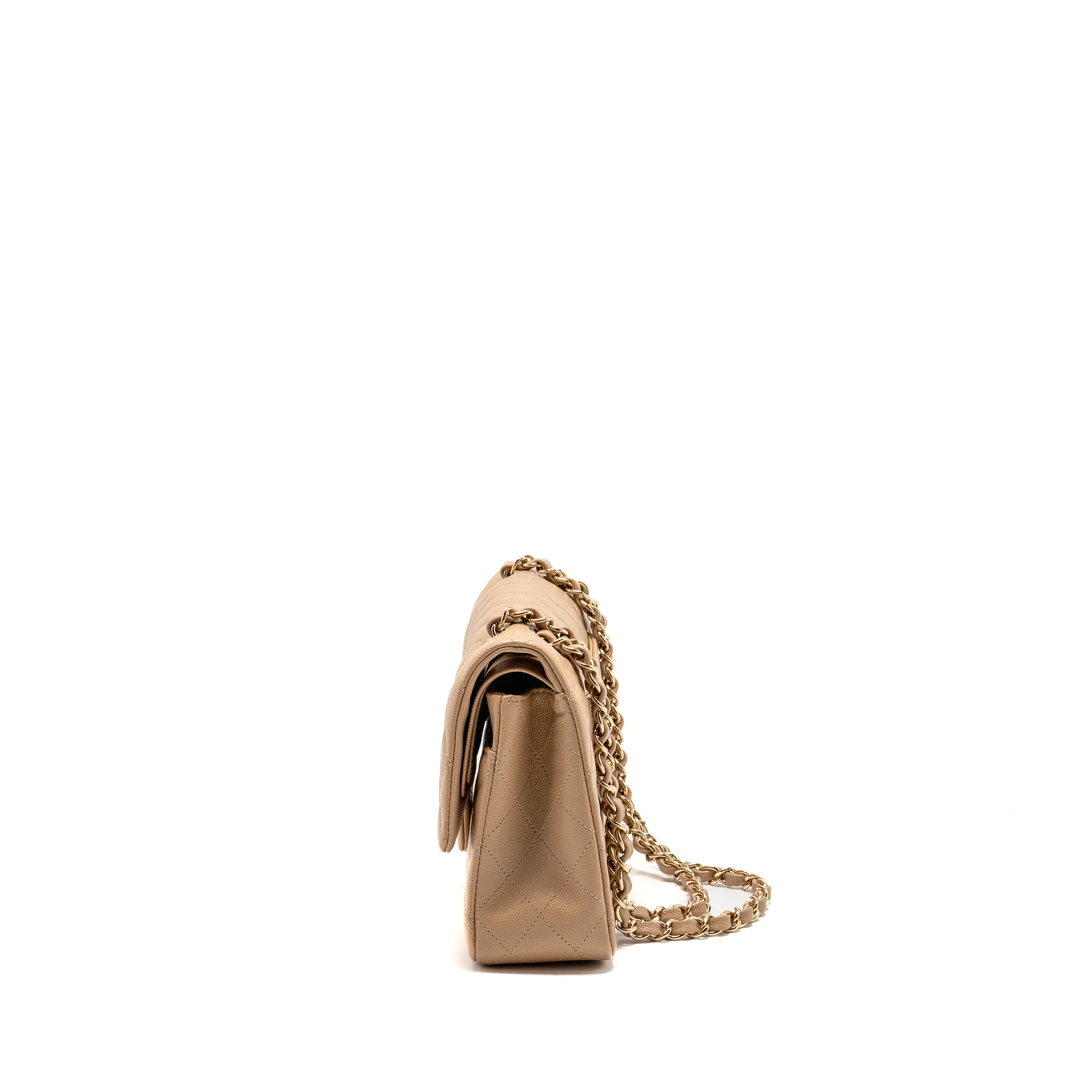 Chanel Medium classic double flap bag Caviar dark beige LGHW - Image 4