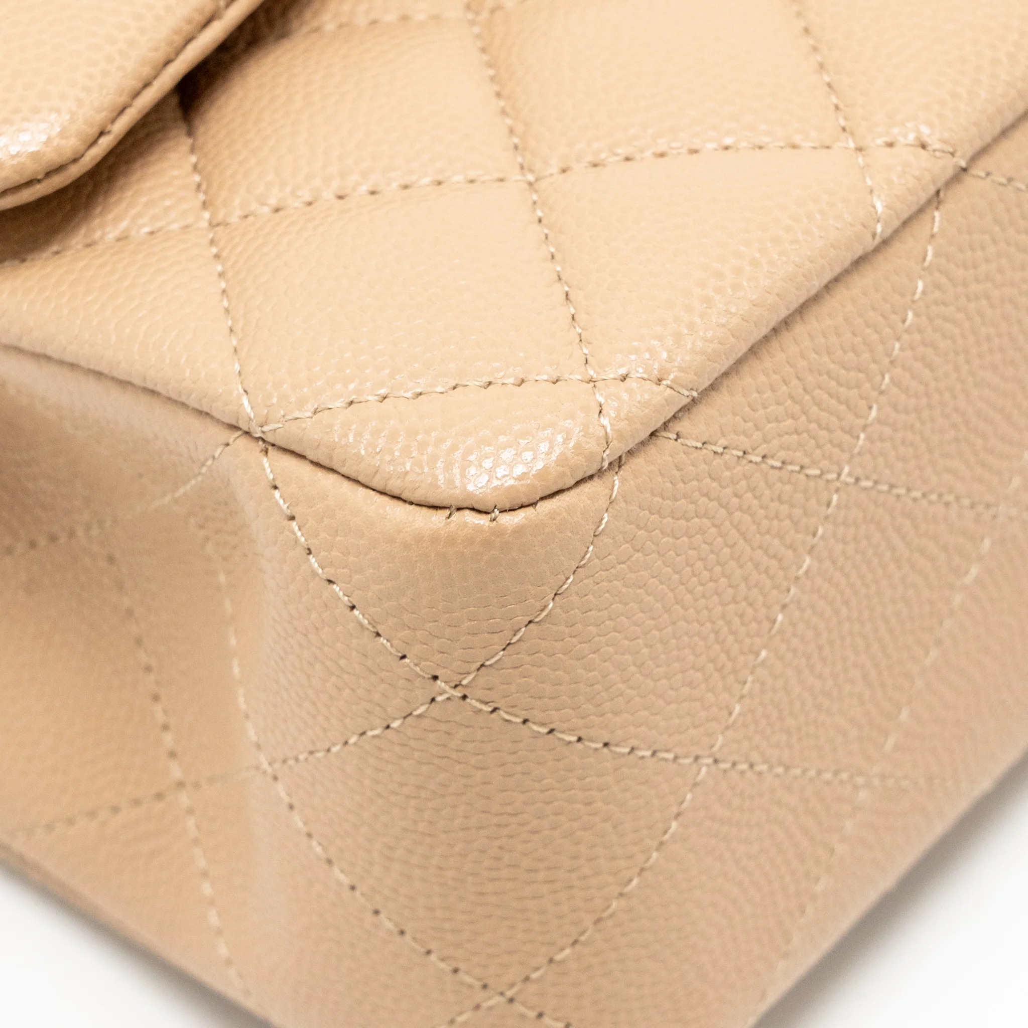 Chanel Medium classic double flap bag Caviar dark beige LGHW - Image 9