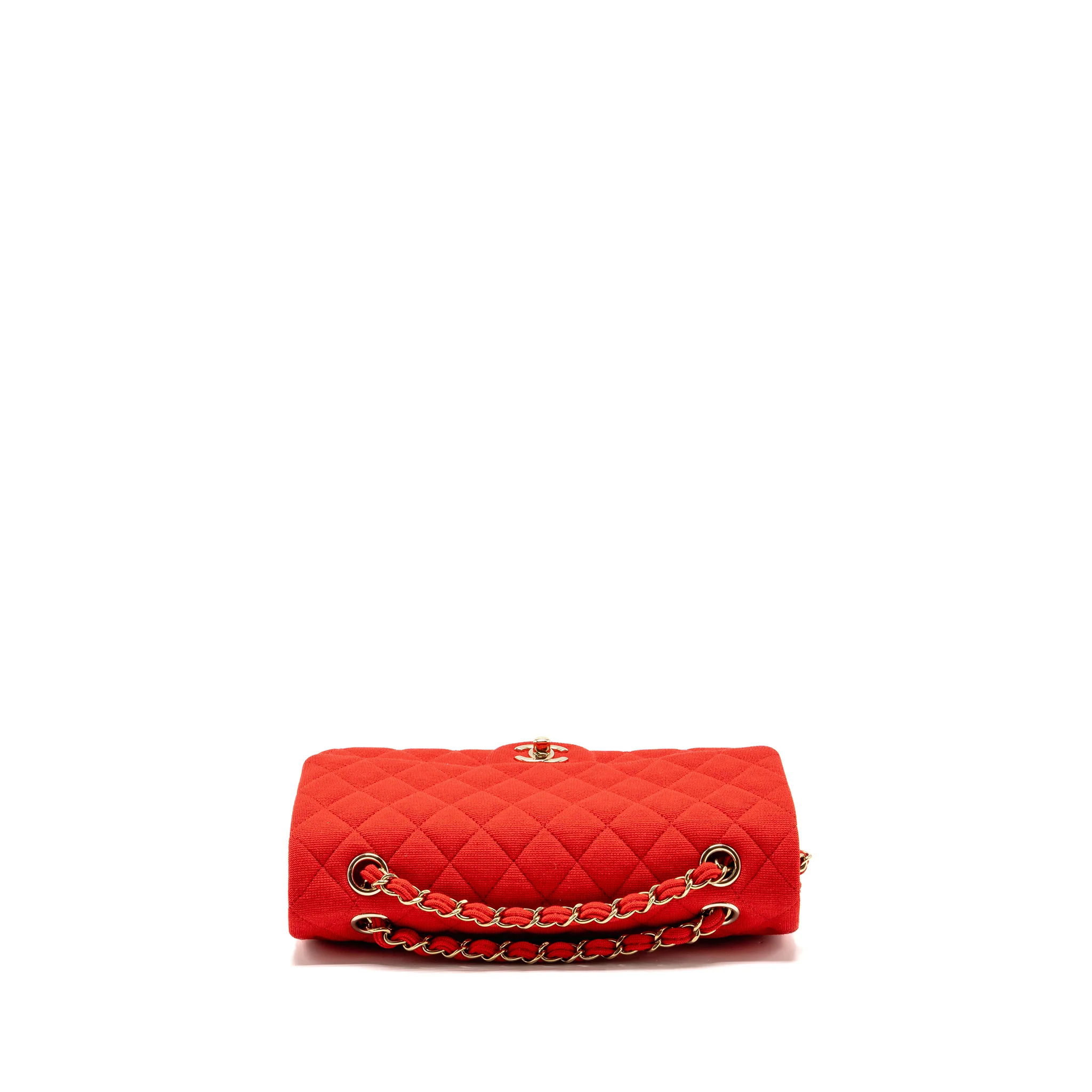 Chanel Medium Classic double flap bag fabric red /pink LGHW (microchip) - Image 5
