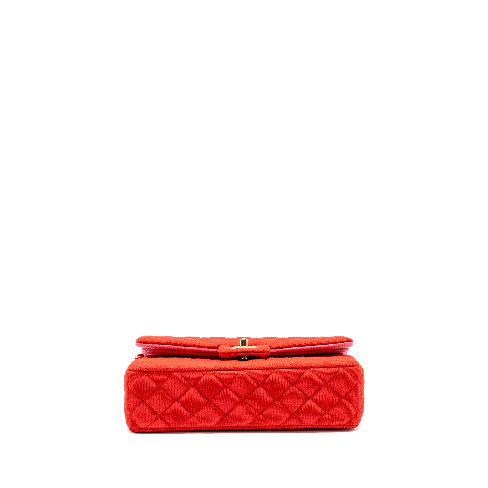Chanel Medium Classic double flap bag fabric red /pink LGHW (microchip) - Image 6
