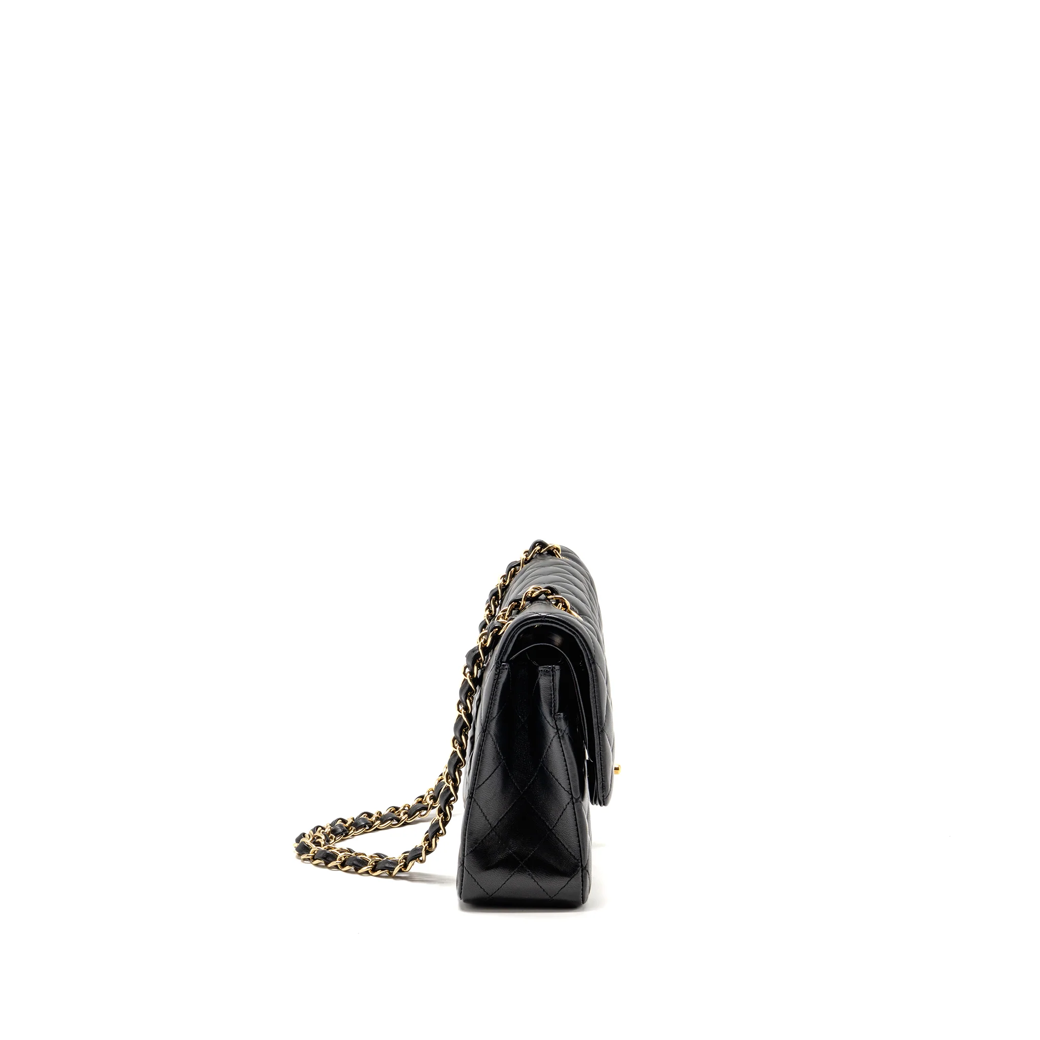 Chanel Medium Classic double Flap Bag Lambskin Black GHW - Image 3