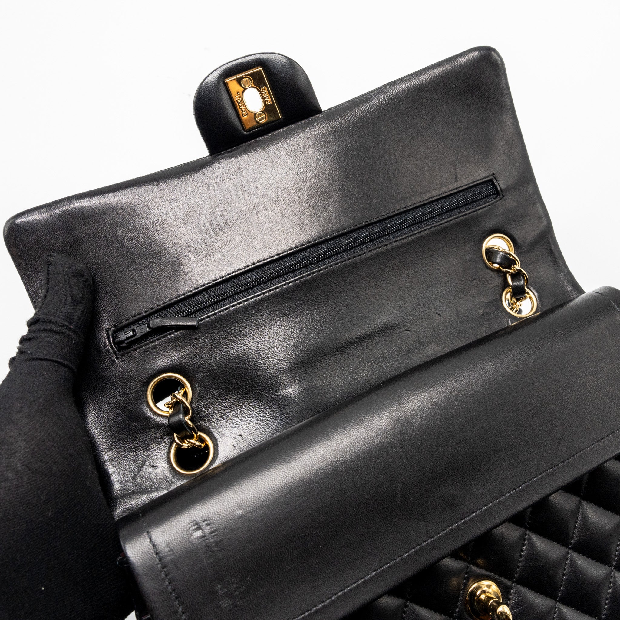 Chanel Medium Classic Double Flap Bag lambskin black GHW - Image 13