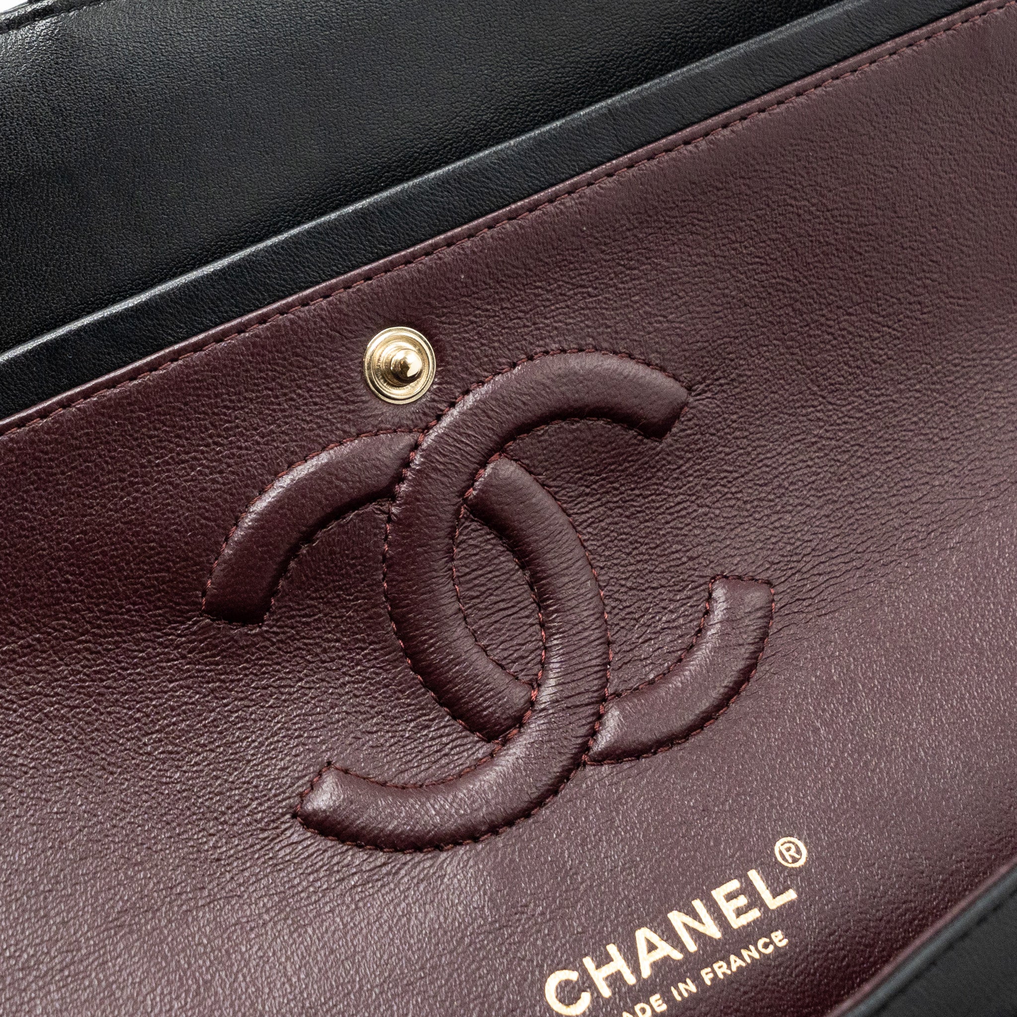 Chanel Medium Classic Double Flap Bag Lambskin Chevron Black LGHW - Image 13