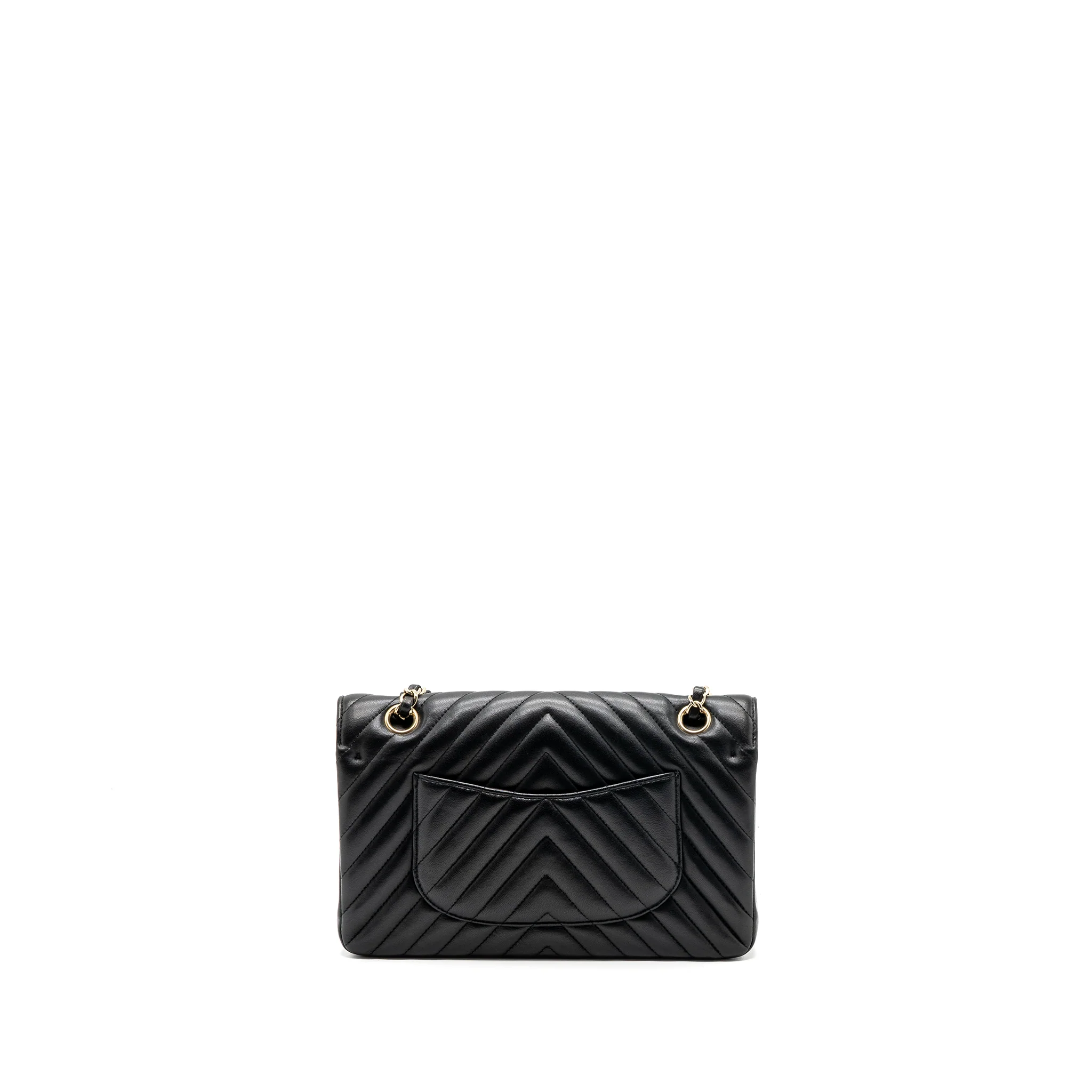 Chanel Medium Classic Double Flap Bag Lambskin Chevron Black LGHW - Image 2