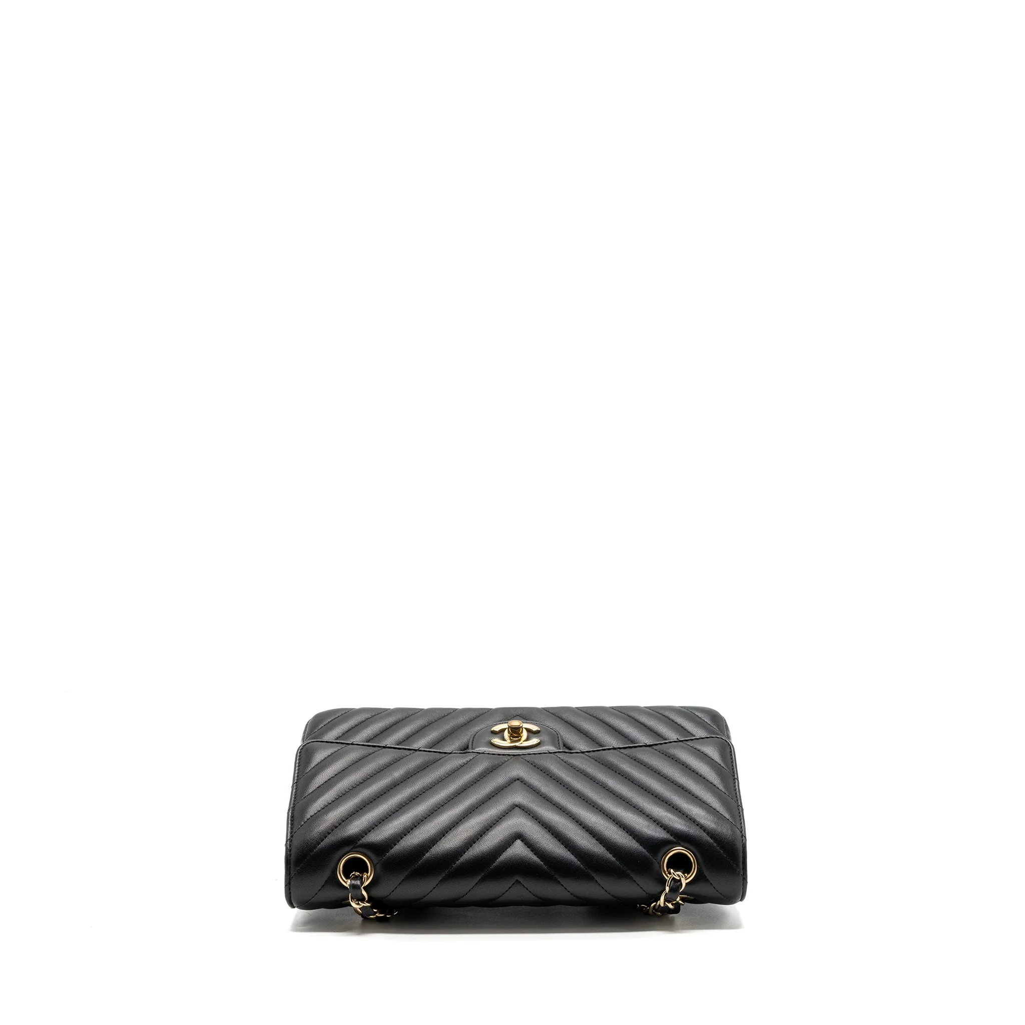 Chanel Medium Classic Double Flap Bag Lambskin Chevron Black LGHW - Image 5