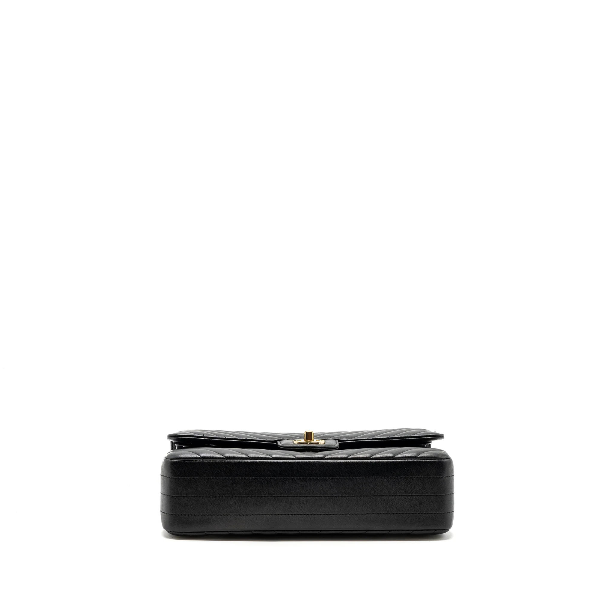 Chanel Medium Classic Double Flap Bag Lambskin Chevron Black LGHW - Image 6